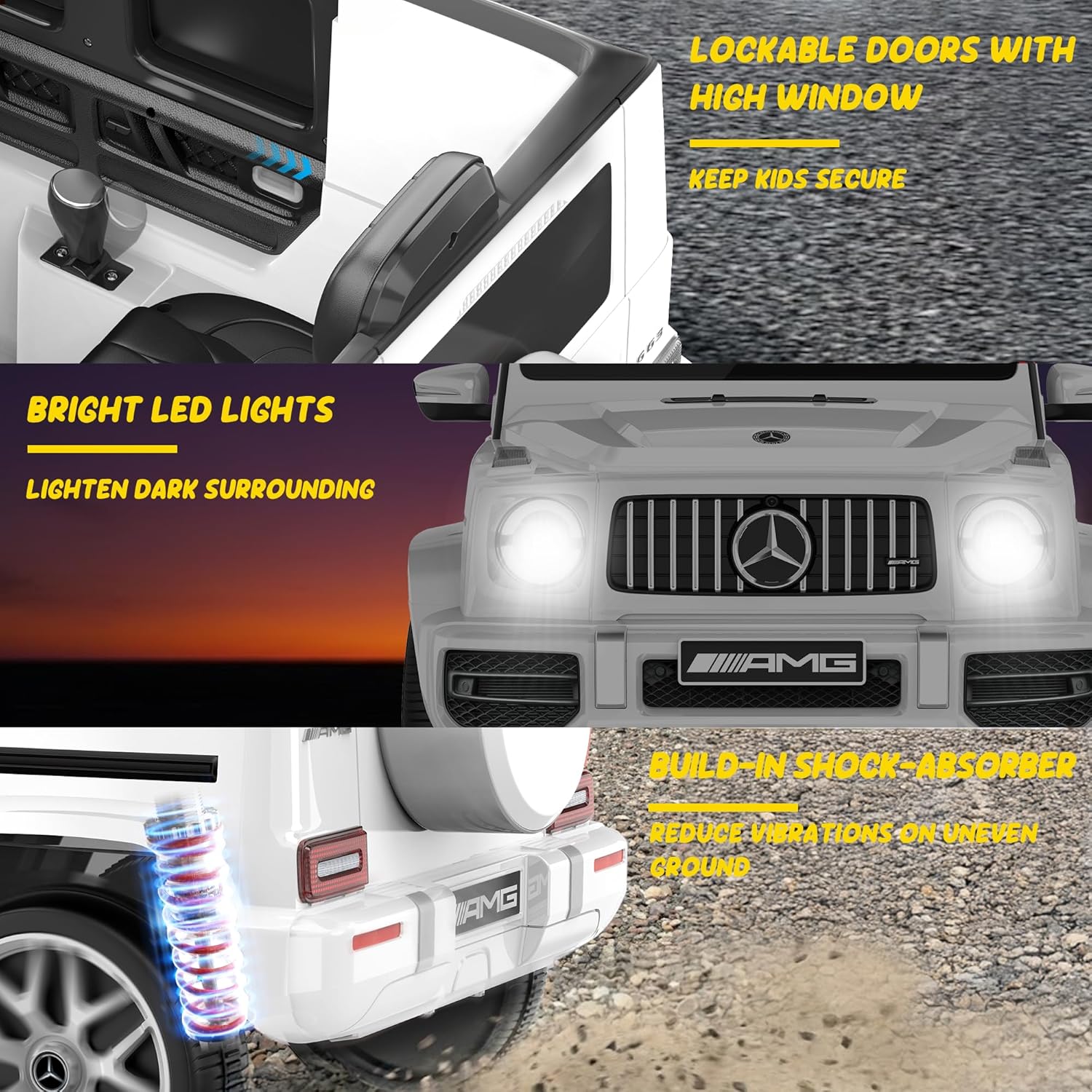 12V Licensed Mercedes-Benz G63 G-Wagon Ride-On-white