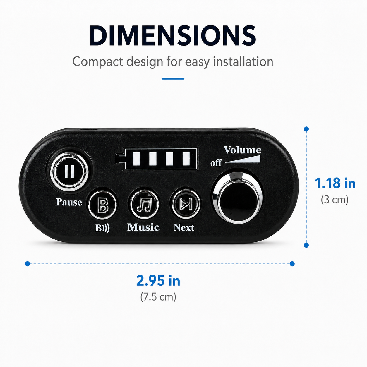 24V Ride-On Car Music Player Panel with Bluetooth & Battery Display