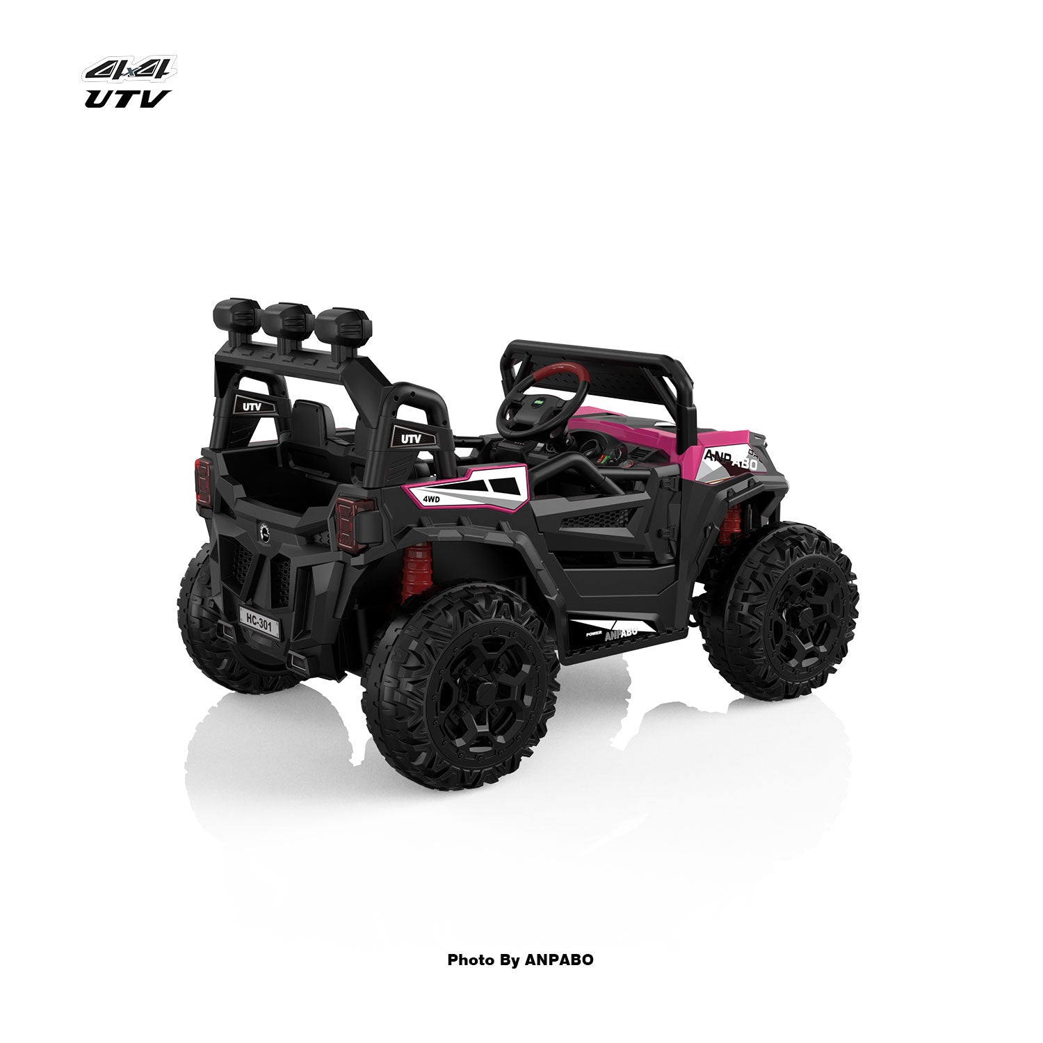 24V ANPABO Direct Terrain Ride-On Buggy with Remote-Max-R 24V 4WD UTV -rose red