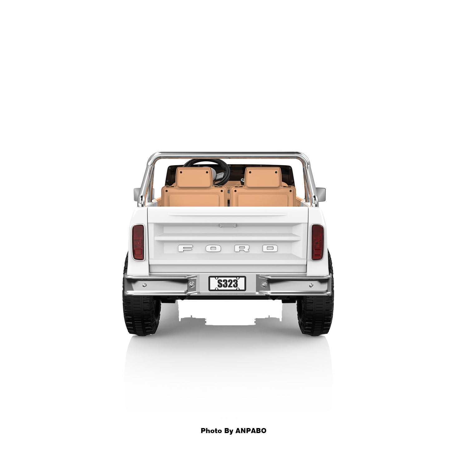 24V Classic Ford Bronco: White Retro Legend, Ready for Dual Adventures-white