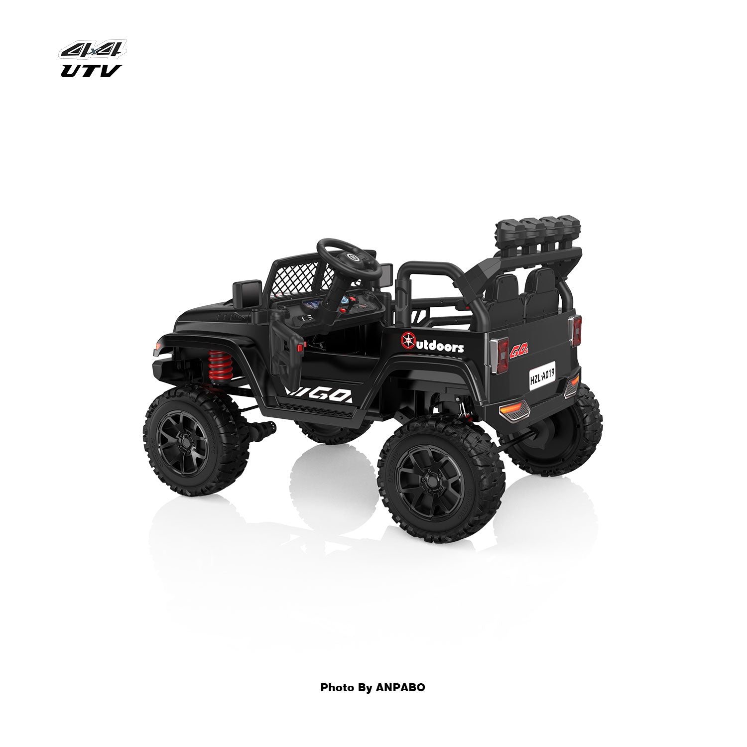 ANPABO 24V UTV Two Seater Jeeps & Trucks With Remote/Bluetooth-black