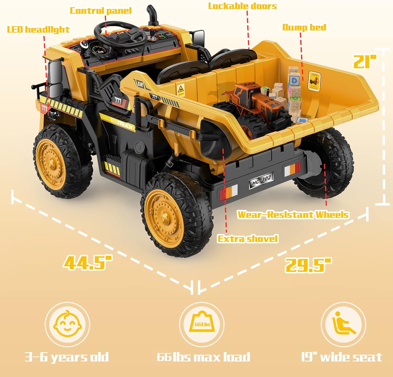12V Ride on Dump Truck for Kids with Remote Control