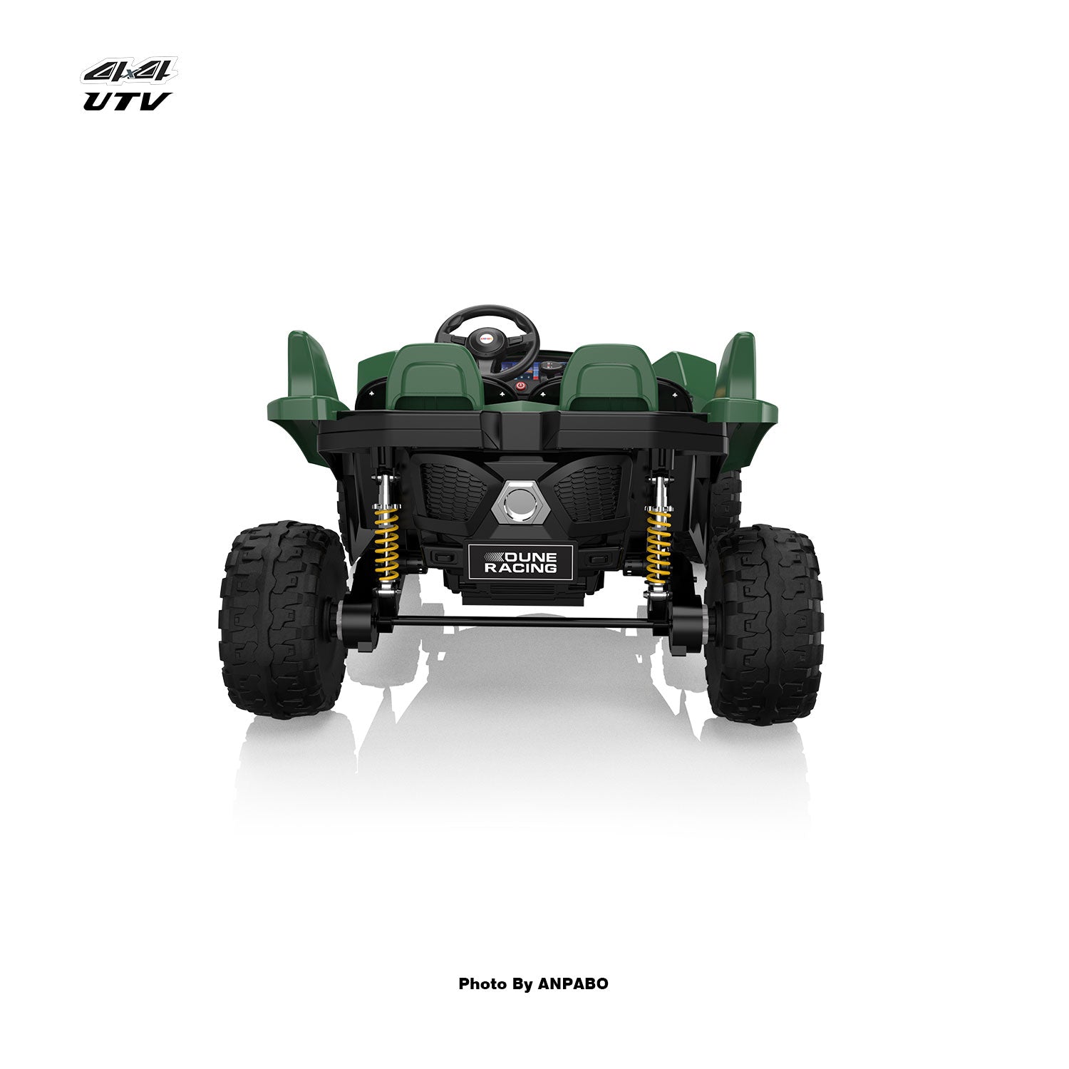 24V 4x4 Bionic Shark Dune Racer: 2-Seater Off-Road UTV with Bluetooth & Parental Remote-green