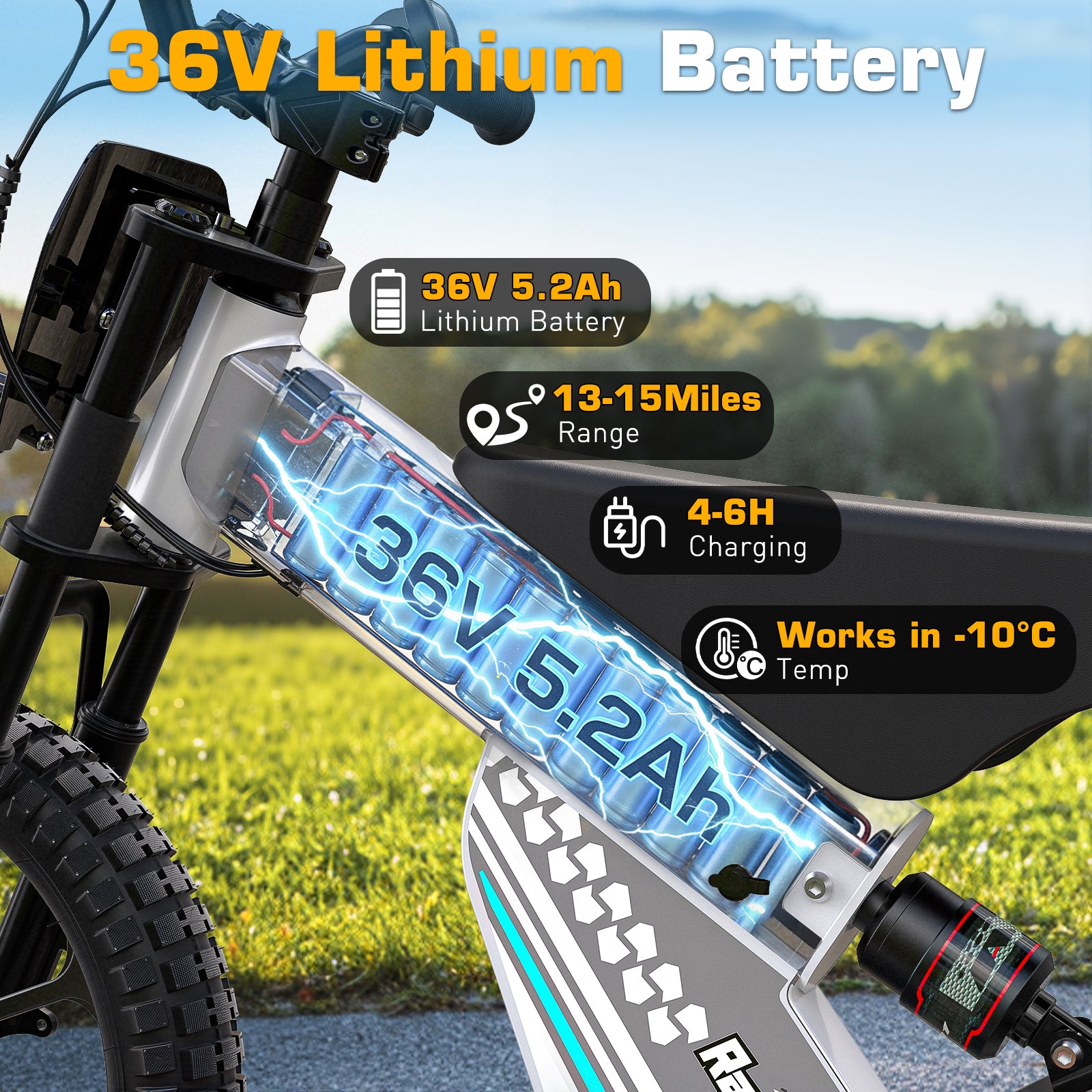 ANPABO  36V 16" Kids Electric Off-Road Bike-white