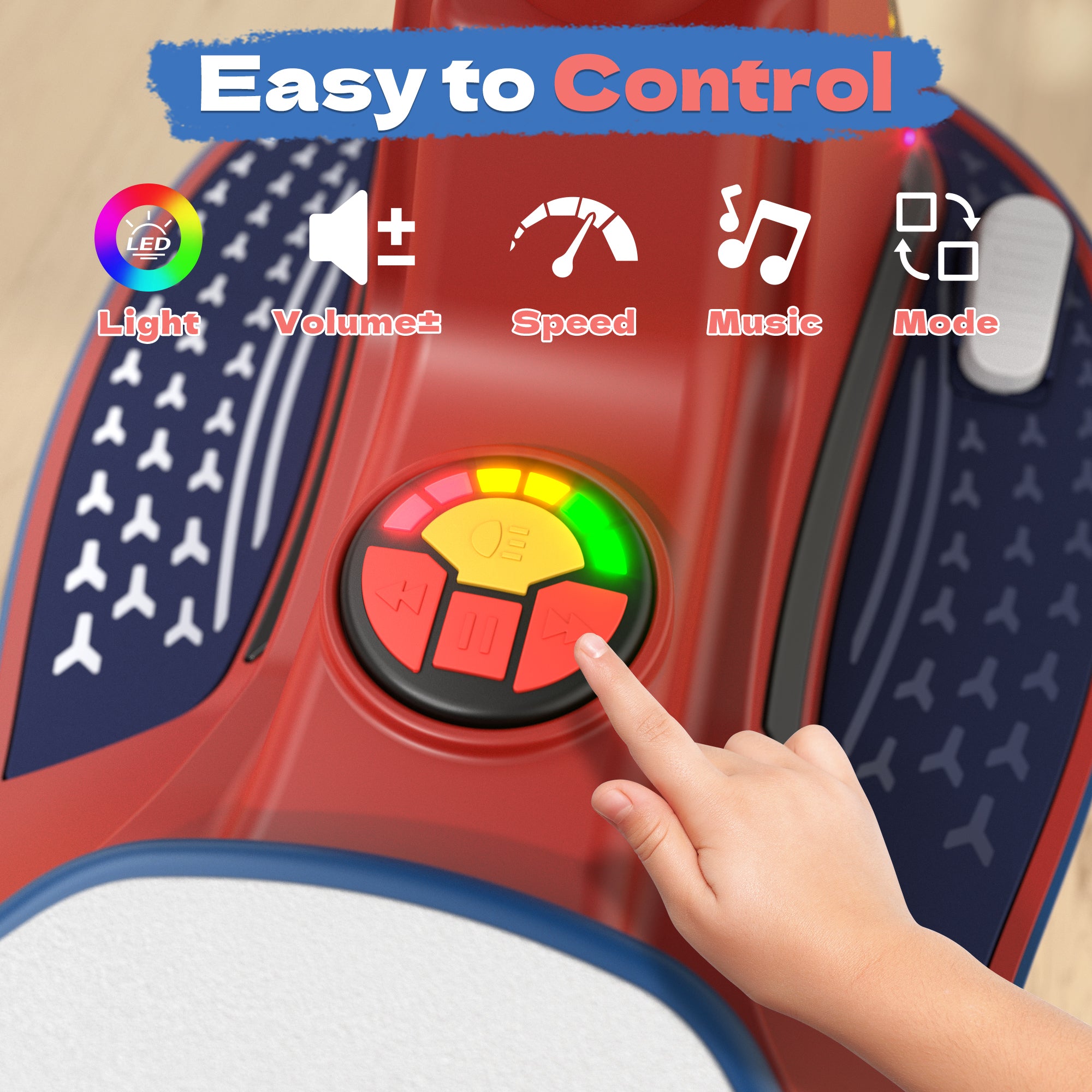 12V Electric Wiggle Car with 2x75W Motor & Music for Kids –  Red