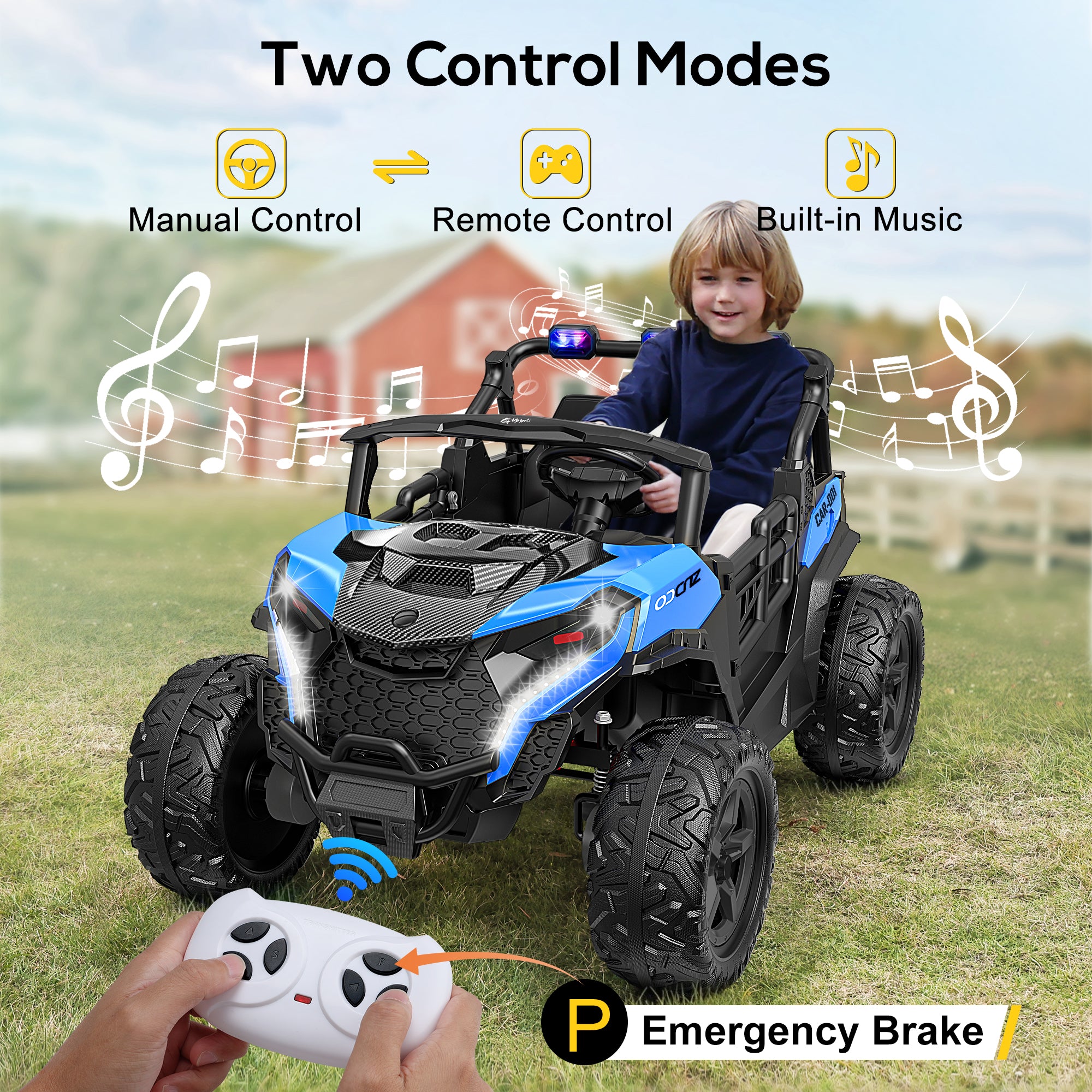 4x200W 24V 2-Seater Ride-on Truck 4WD with EVA Tires-blue