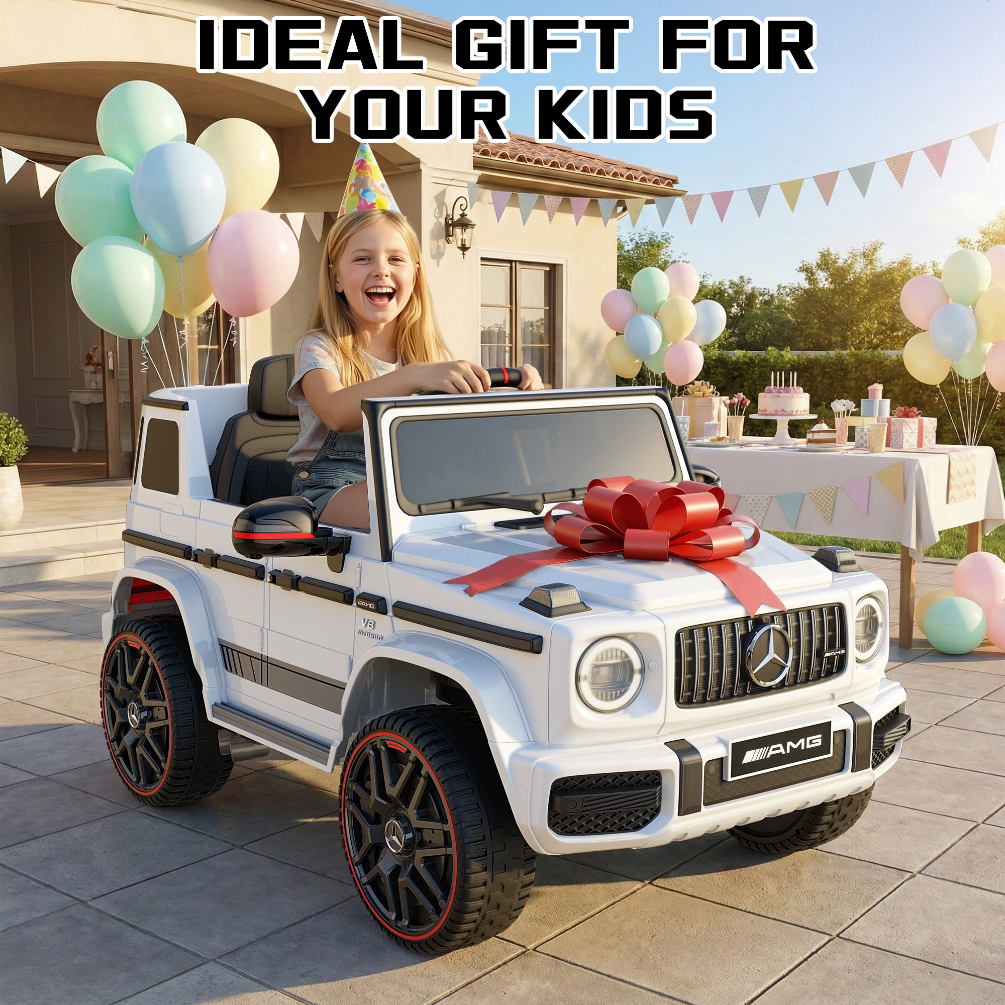 12V Mercedes-Benz Licensed G63 Kids Ride On Car/SUV with Remote Control-white