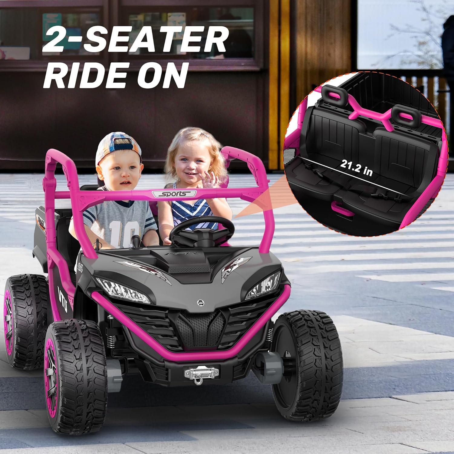 ANPABO All-in-One 24V Utility Ride-on UTV 4WD Dump Truck with Remote – Rose Red