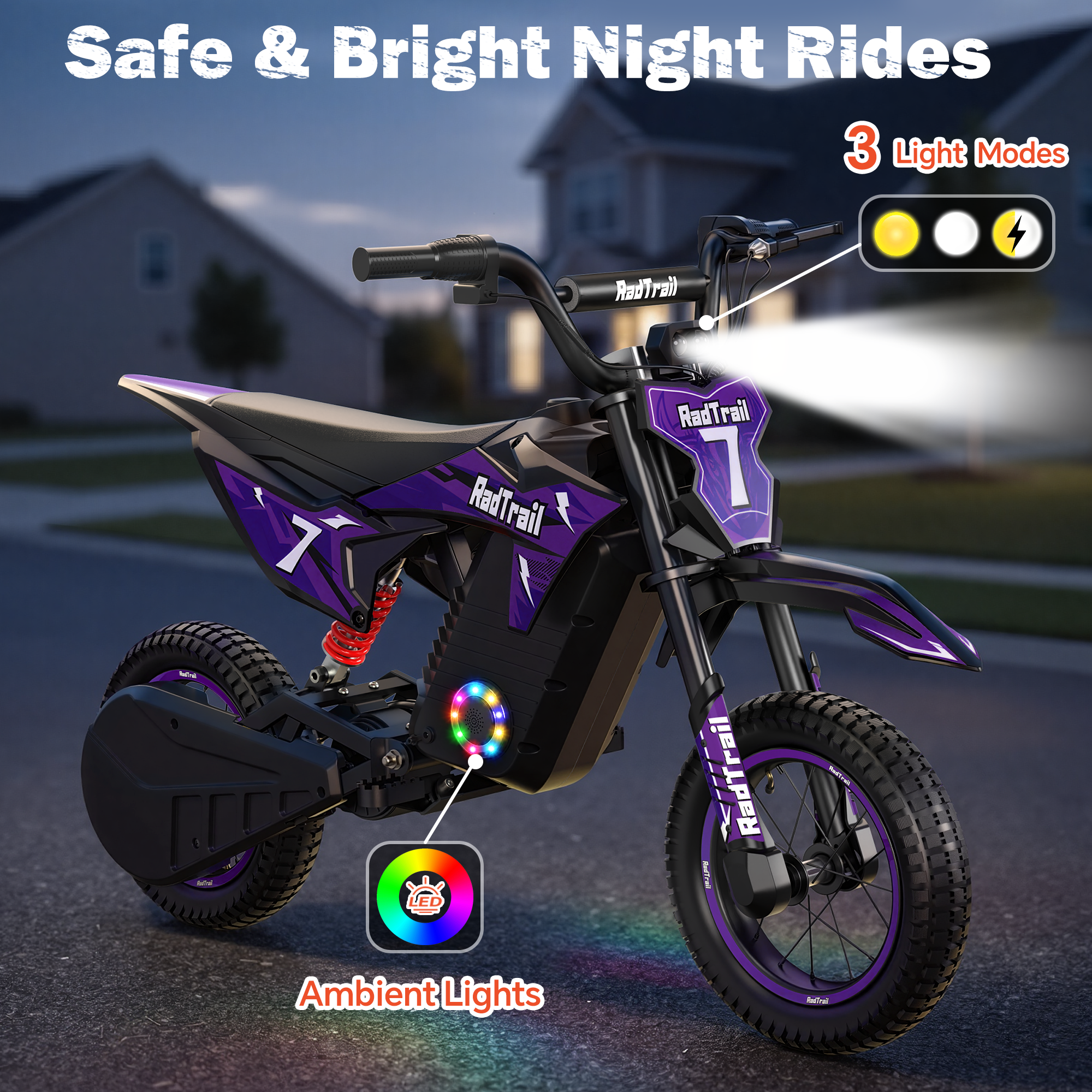 Anpabo 36V 300W Kids Electric Dirt Bike - 15.5 MPH Max Speed-purple