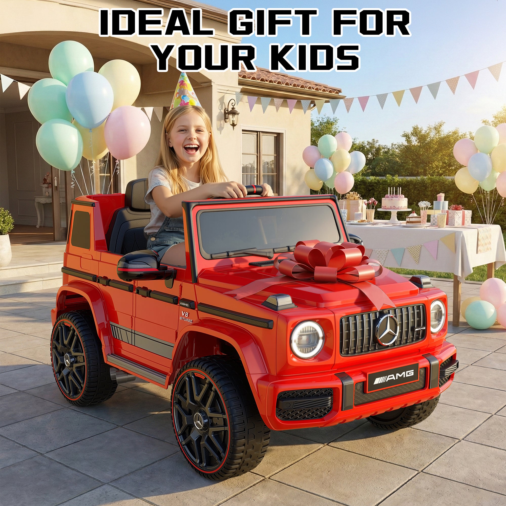 12V Mercedes-Benz Licensed G63 Kids Ride On Car/SUV with Remote Control-red