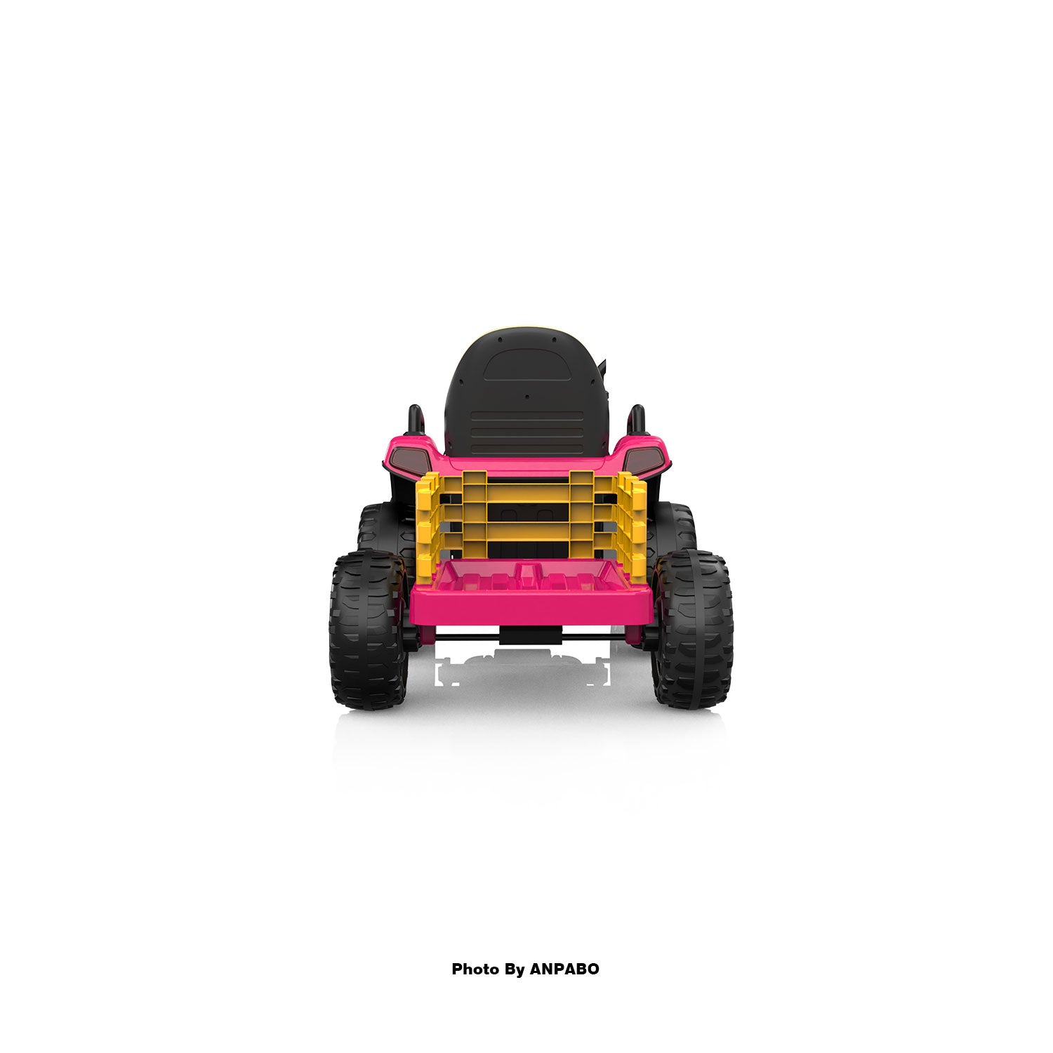 ANPABO 24V Kids Ride-On Tractor with Trailer-rose red