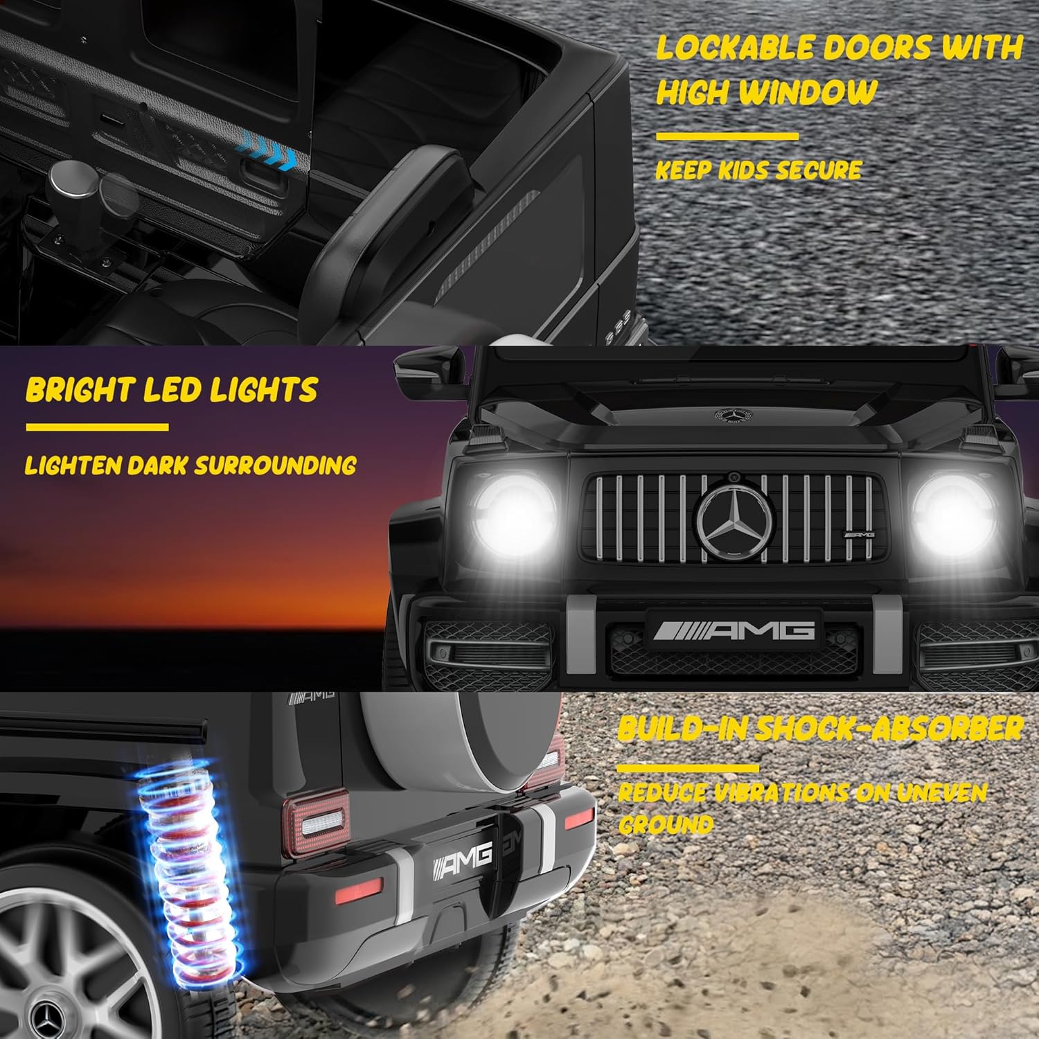 12V Licensed Mercedes-Benz G63 G-Wagon Ride-On-black
