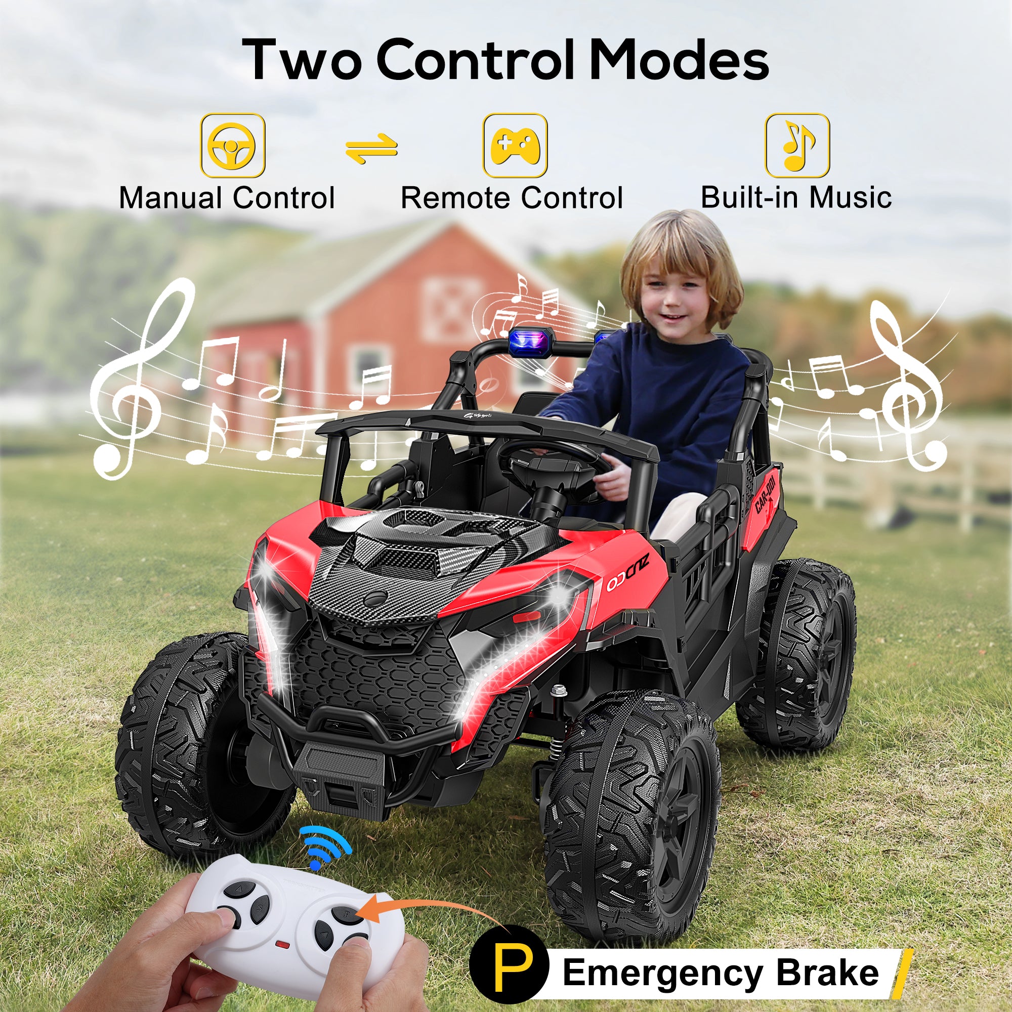 4x200W 24V 2-Seater Ride-on Truck 4WD with EVA Tires-red