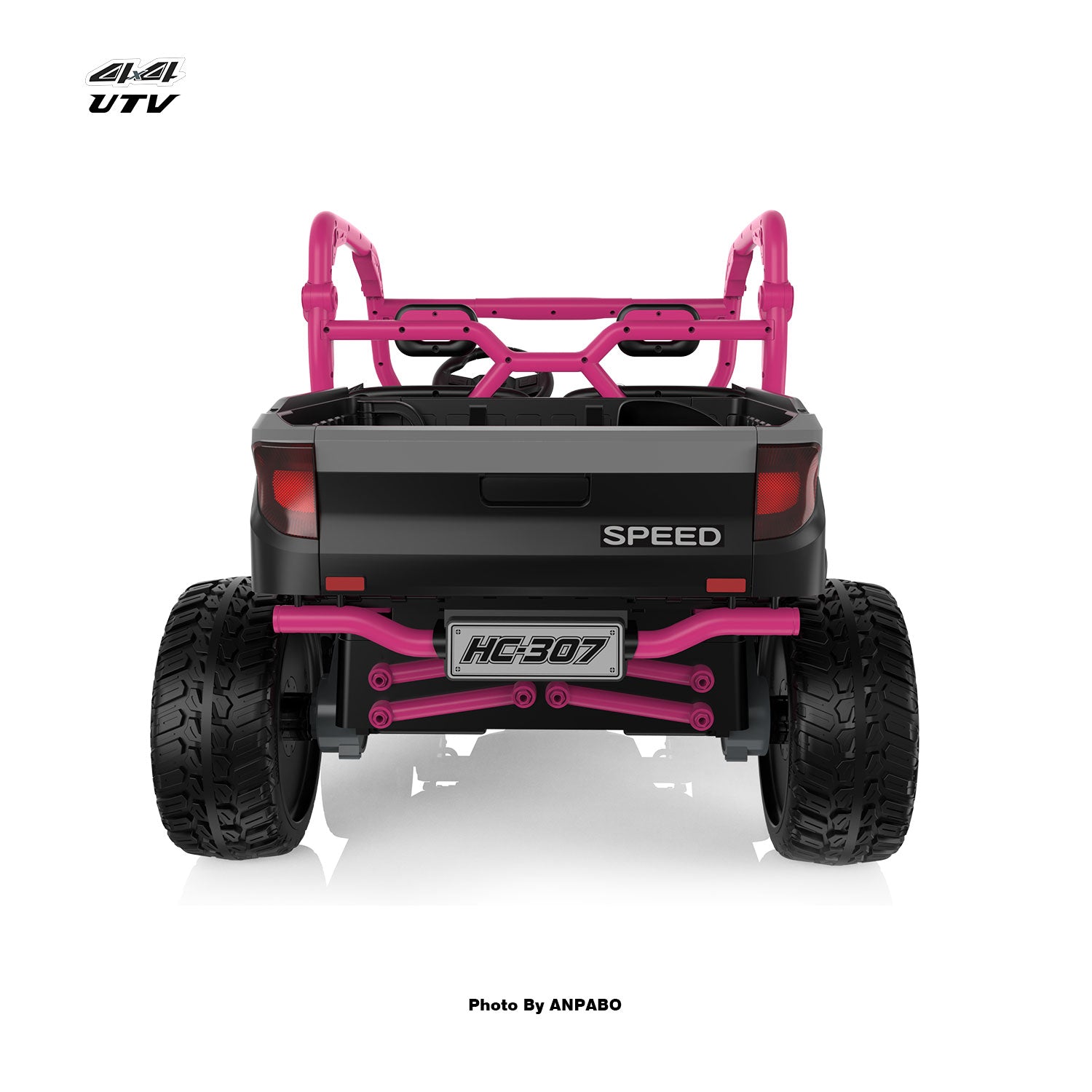 24V All-in-One Utility Ride-On: 4WD Dump Truck & Off-Road UTV with Remote (2-Seater)-Rose Red