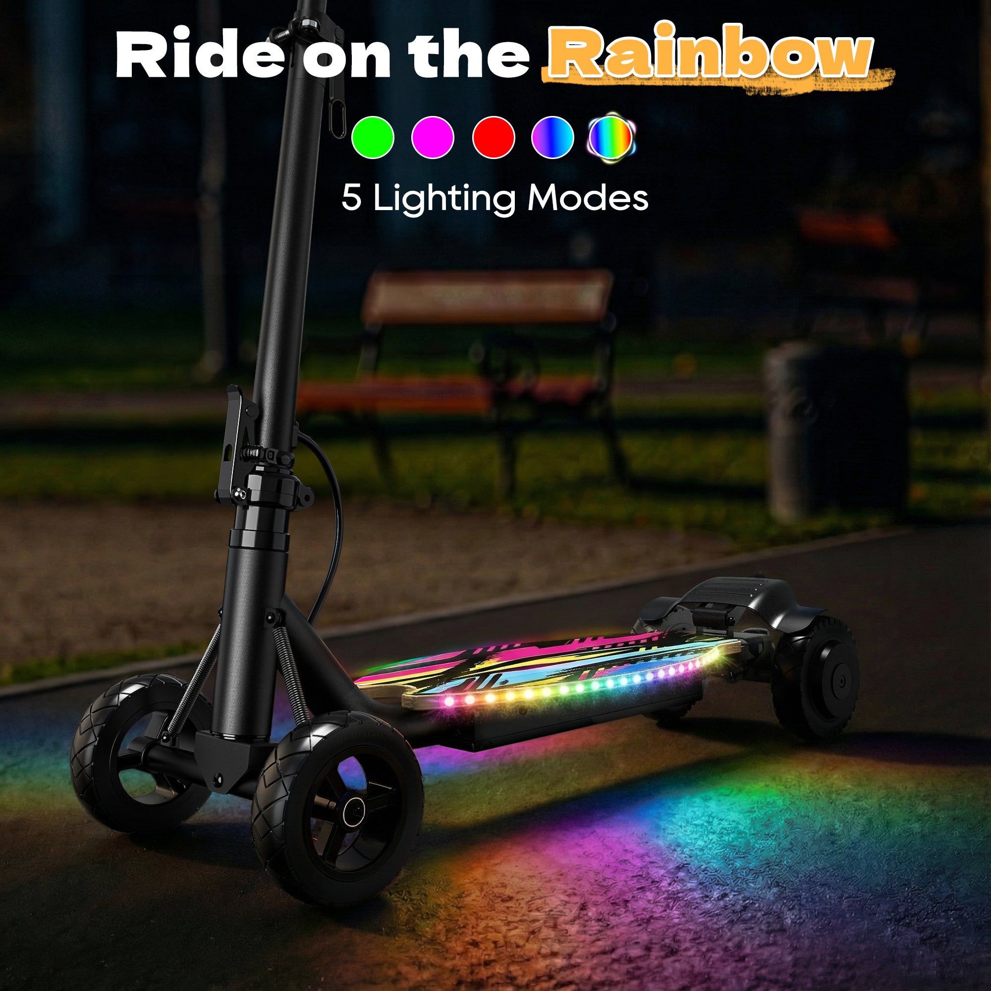 24V Safe 4-Wheel Scooter for kids - LED Light – black Line Pattern