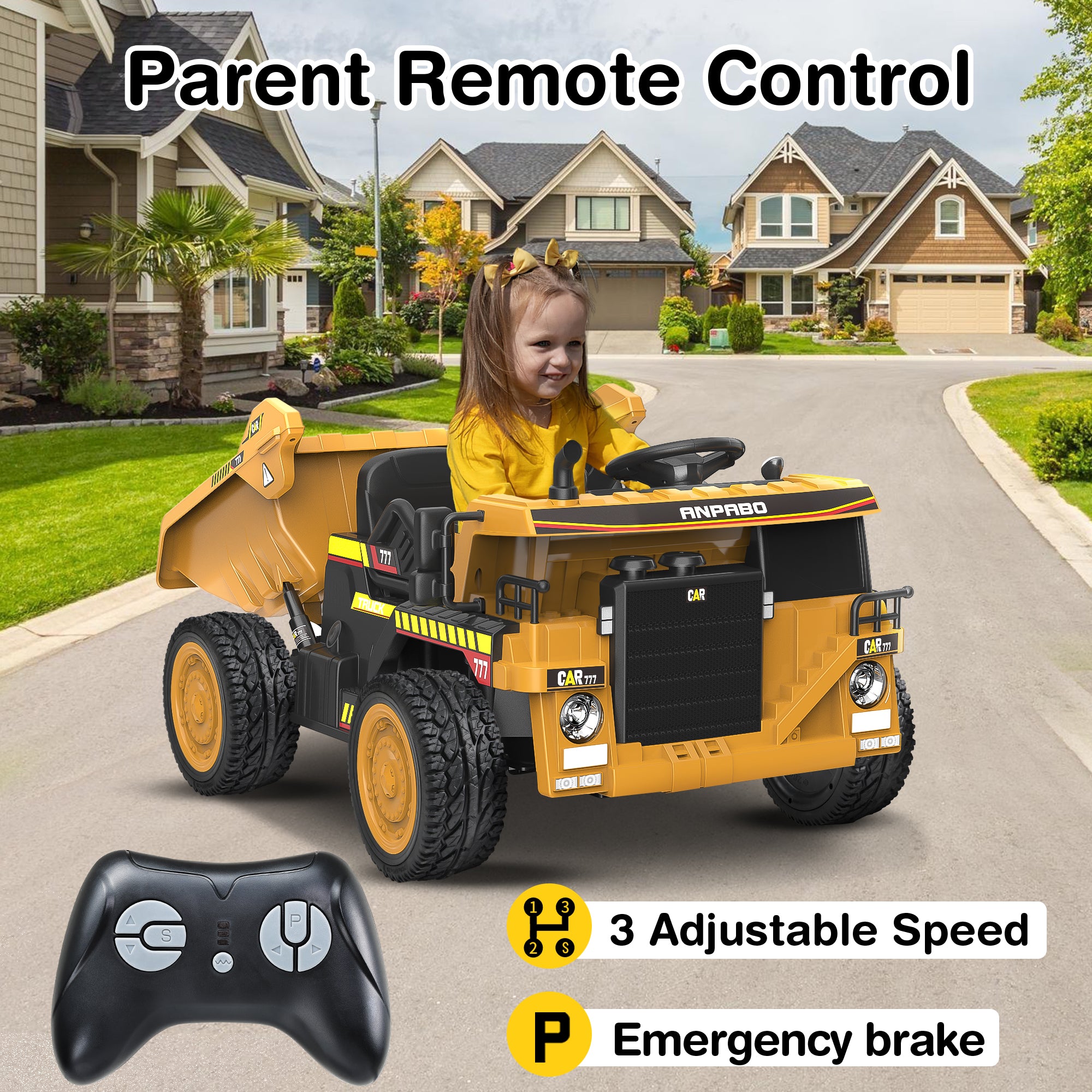 Licensed Caterpillar 24V Ride-on Dump Truck with Remote-yellow