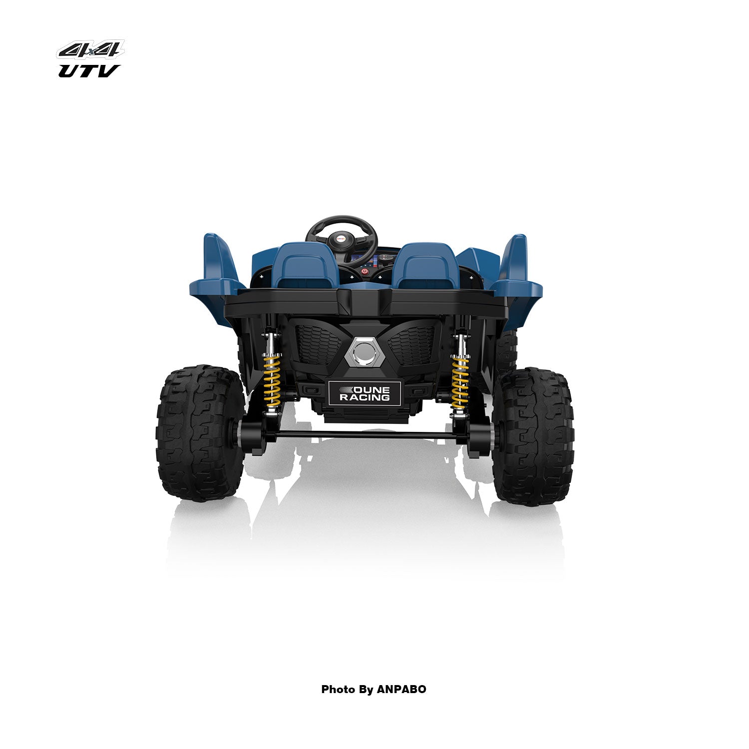 24V 4x4 Bionic Shark Dune Racer: 2-Seater Off-Road UTV with Bluetooth & Parental Remote-blue