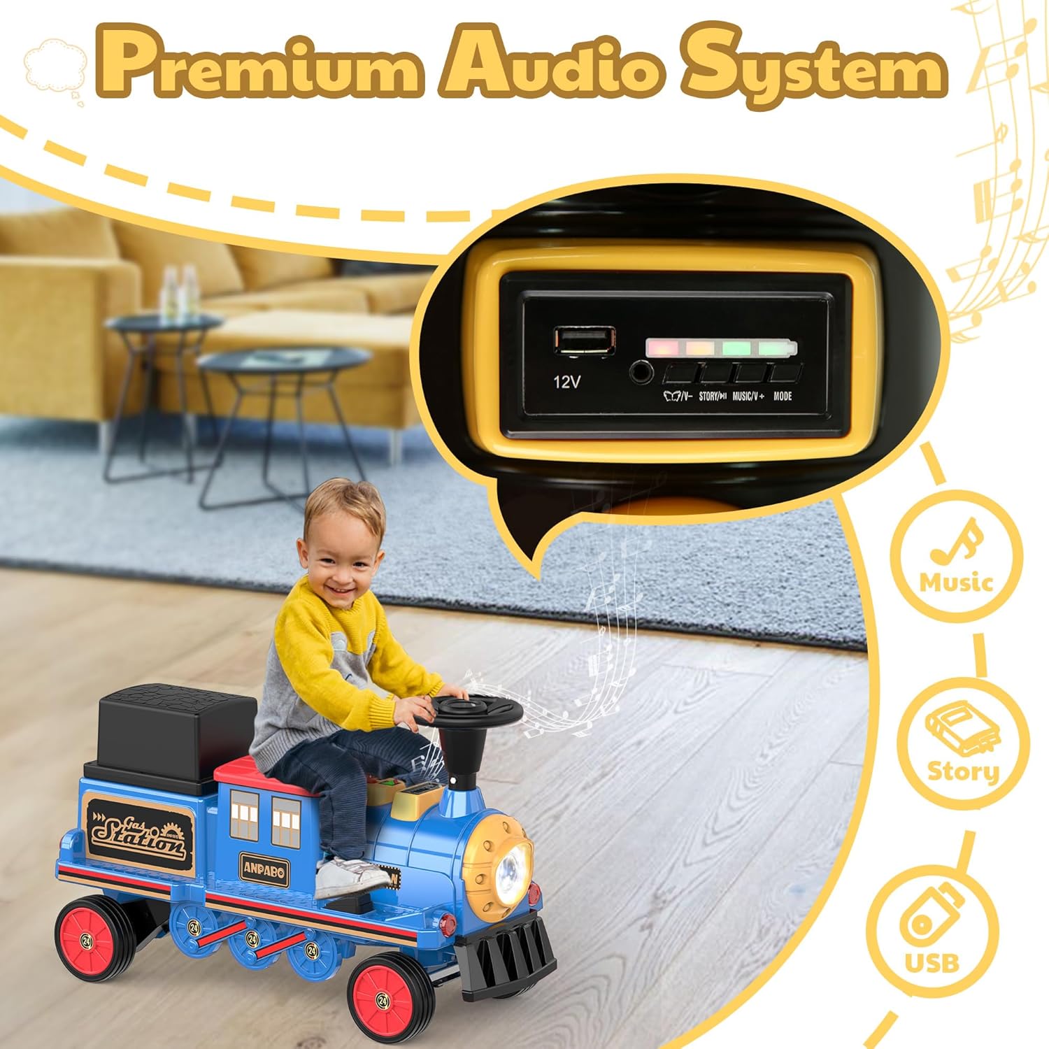 12V Trackless Ride-On Train Set
