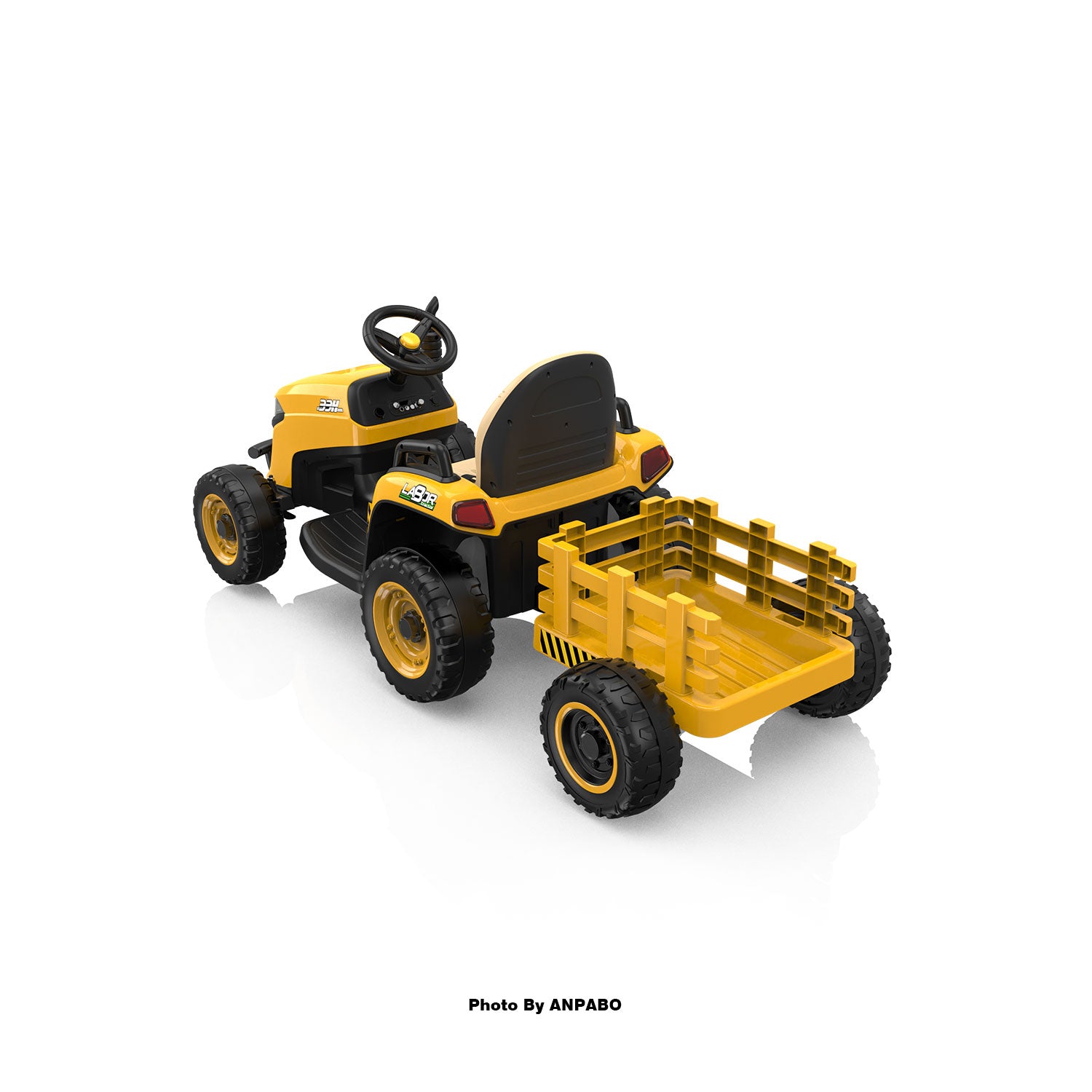 ANPABO 24V Kids Ride-On Tractor with Trailer-yellow