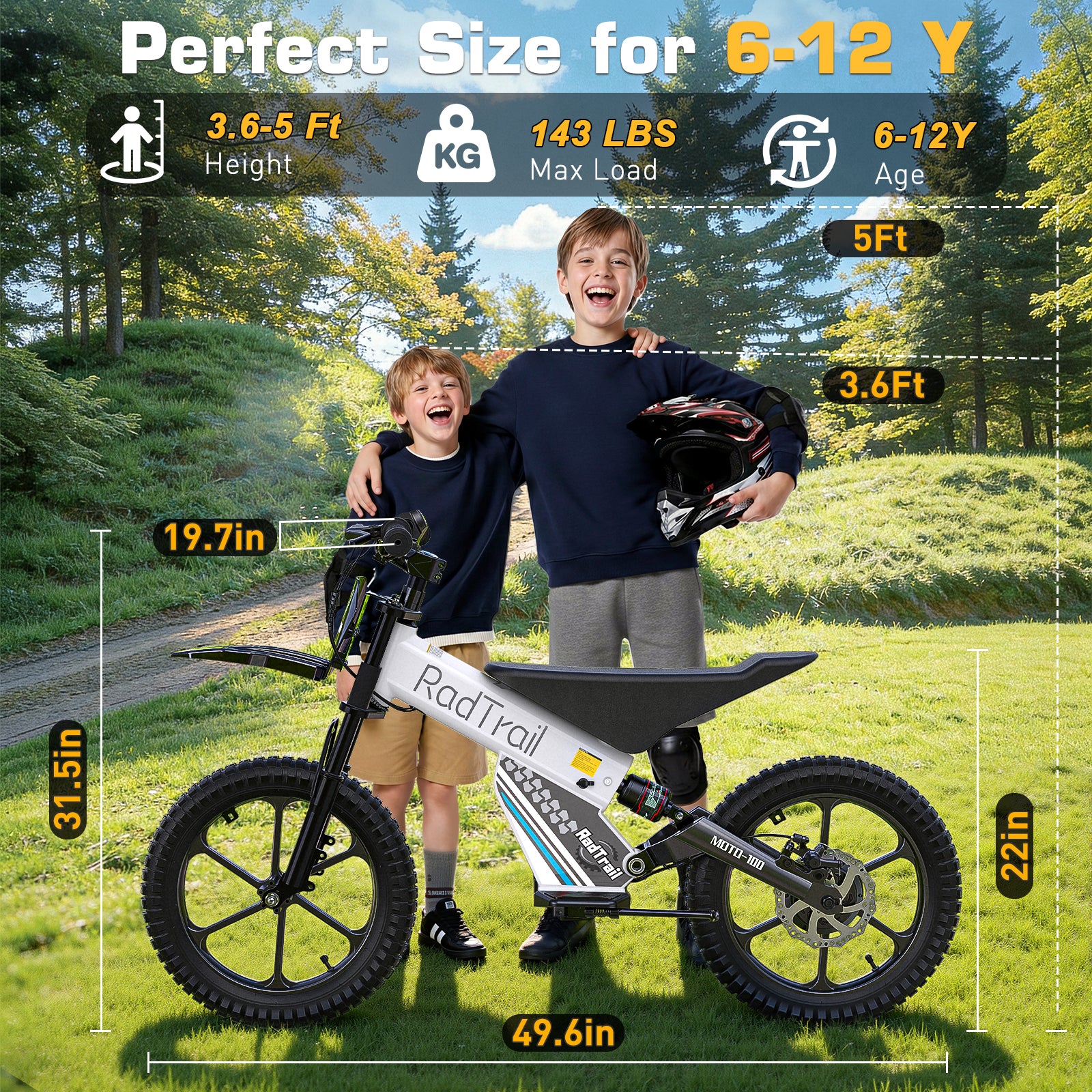 ANPABO  36V 16" Kids Electric Balance Bike-white