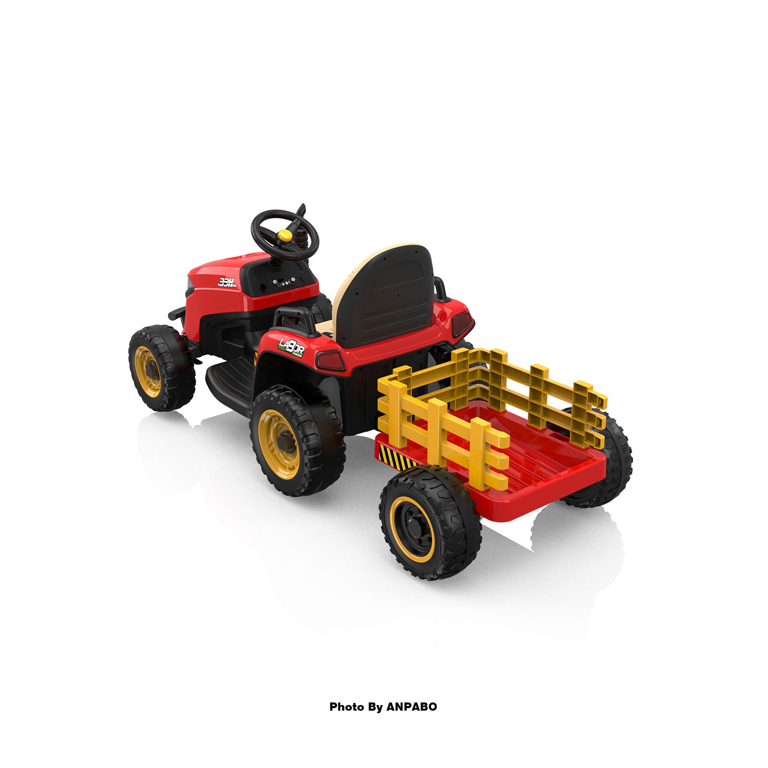 ANPABO 24V Kids Ride-On Tractor with Trailer-red