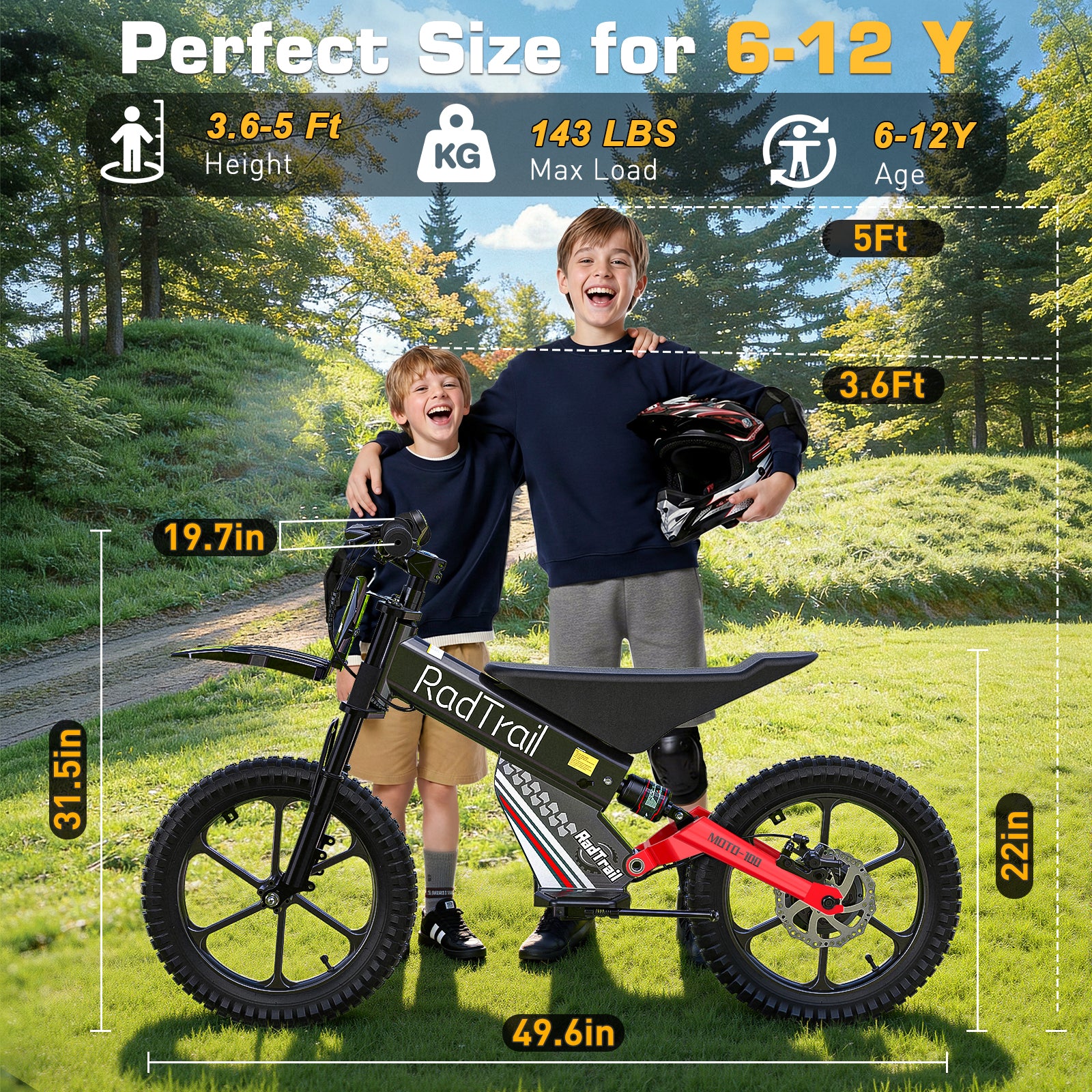 ANPABO  36V 16" Kids Electric Balance Bike-red