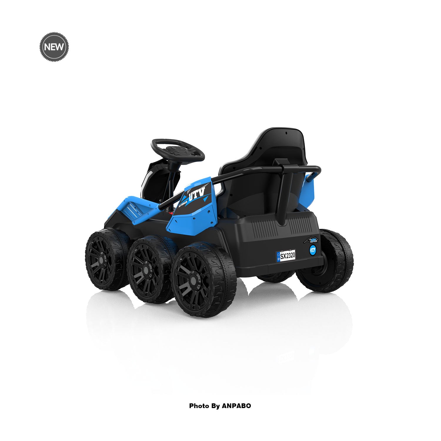 24V Kids Ride-On: 4WD, 17" Seat, Remote, Bluetooth Music, 5MPH-blue