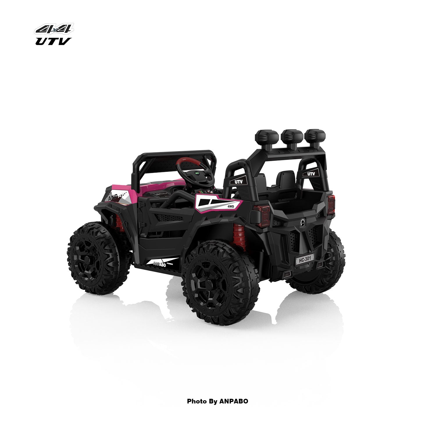 24V ANPABO Direct Terrain Ride-On Buggy with Remote-Max-R 24V 4WD UTV -rose red
