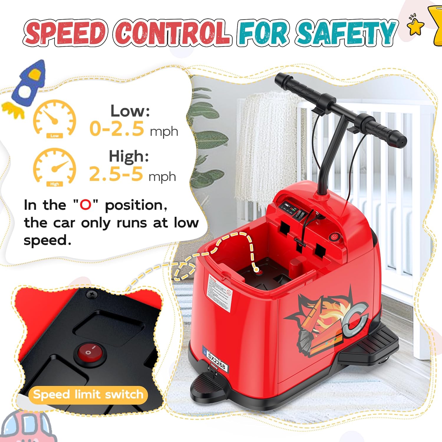 24V Kids Ride On Car with Lights & Music-red