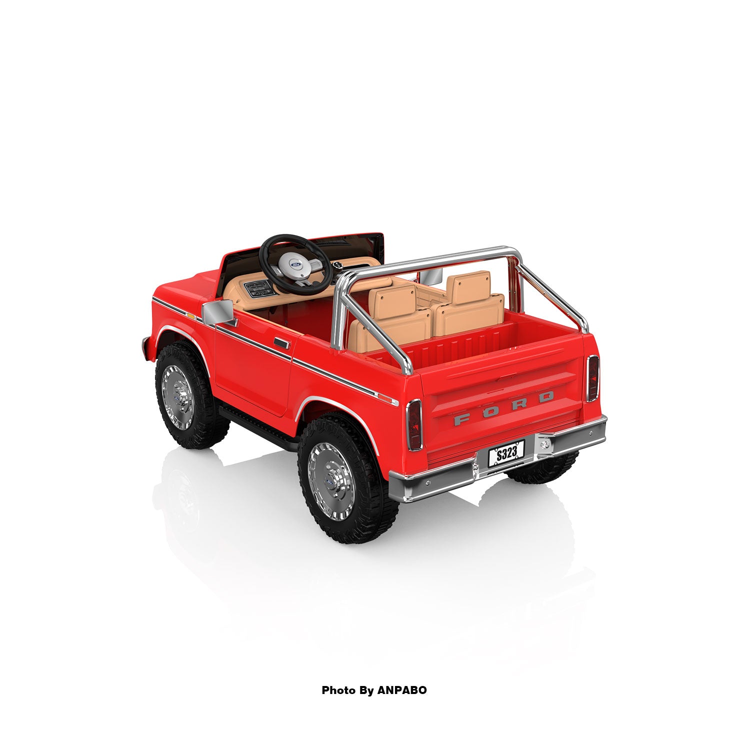 24V Classic Ford Bronco: Red Retro Legend, Ready for Dual Adventures-red
