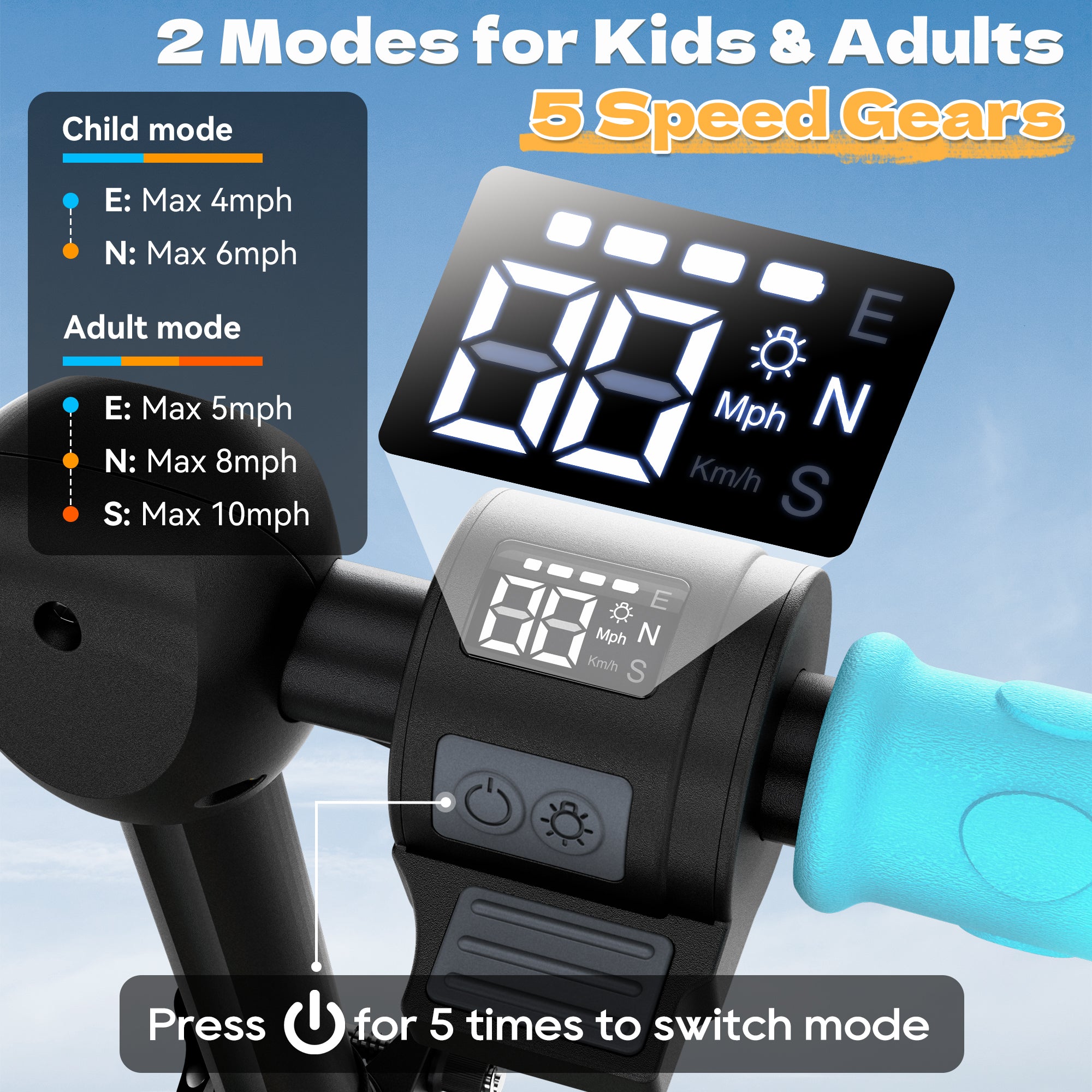 V1 QuadGlide 24V Kids 4-Wheel Electric Scooter