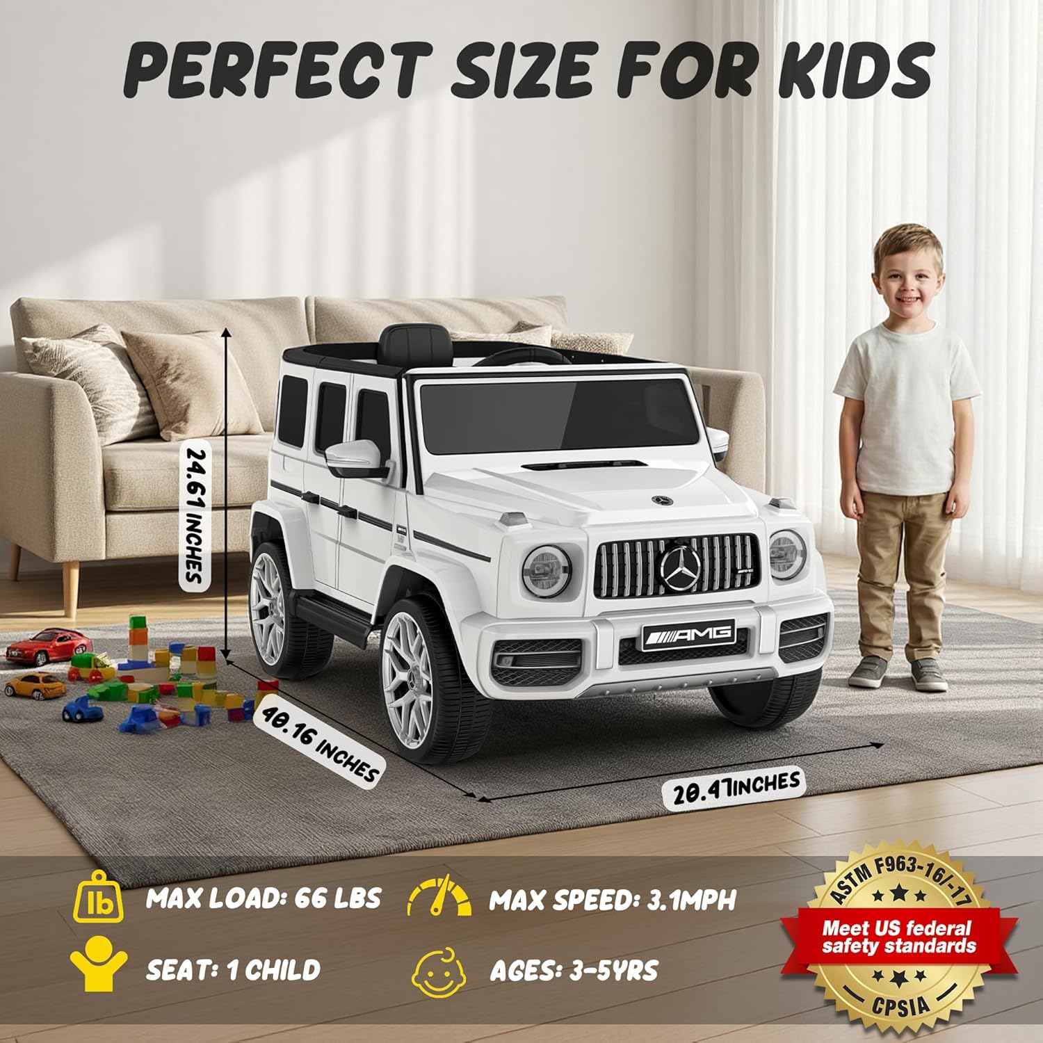 12V Licensed Mercedes-Benz G63 G-Wagon Ride-On-white
