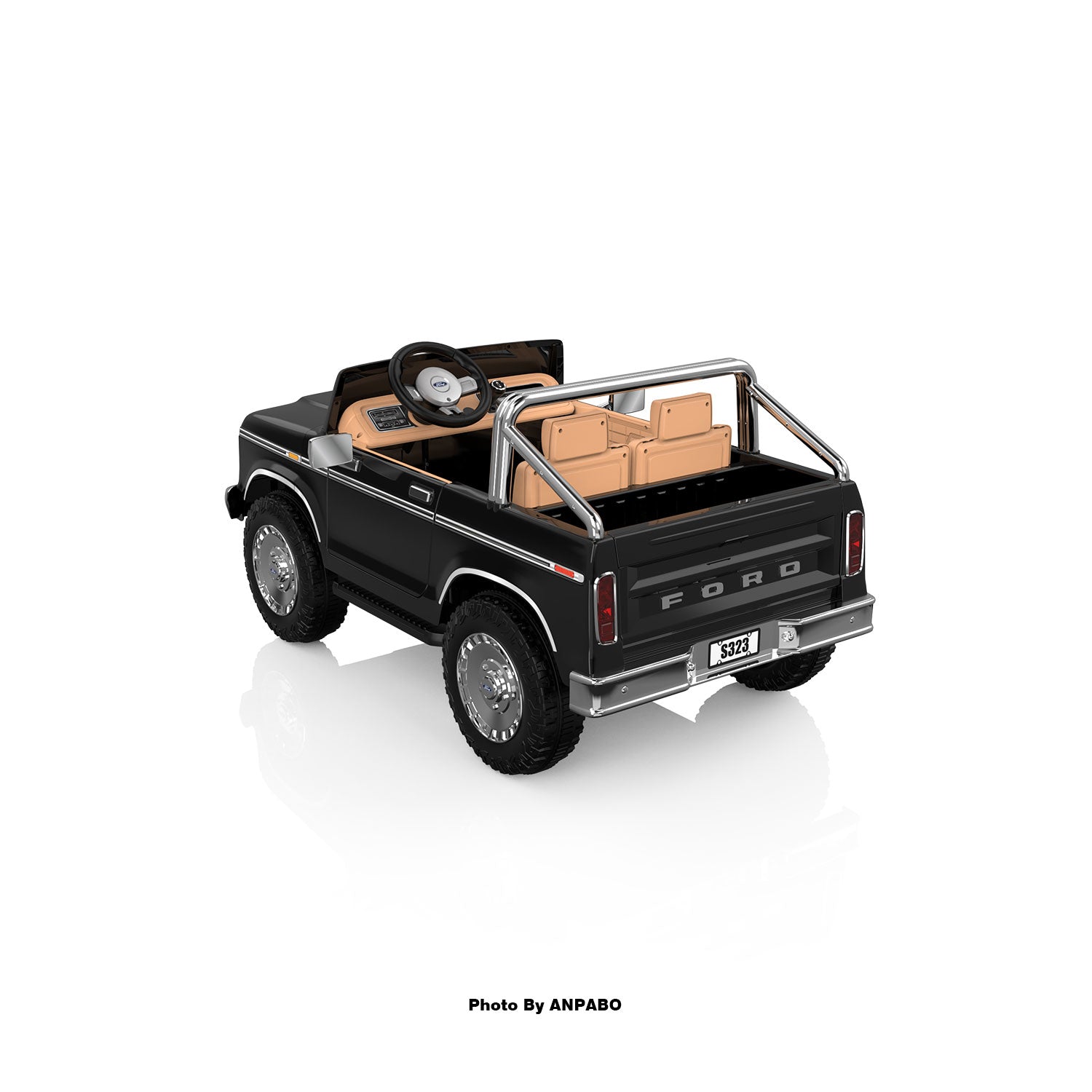 24V Classic Ford Bronco: black Retro Legend, Ready for Dual Adventures-black
