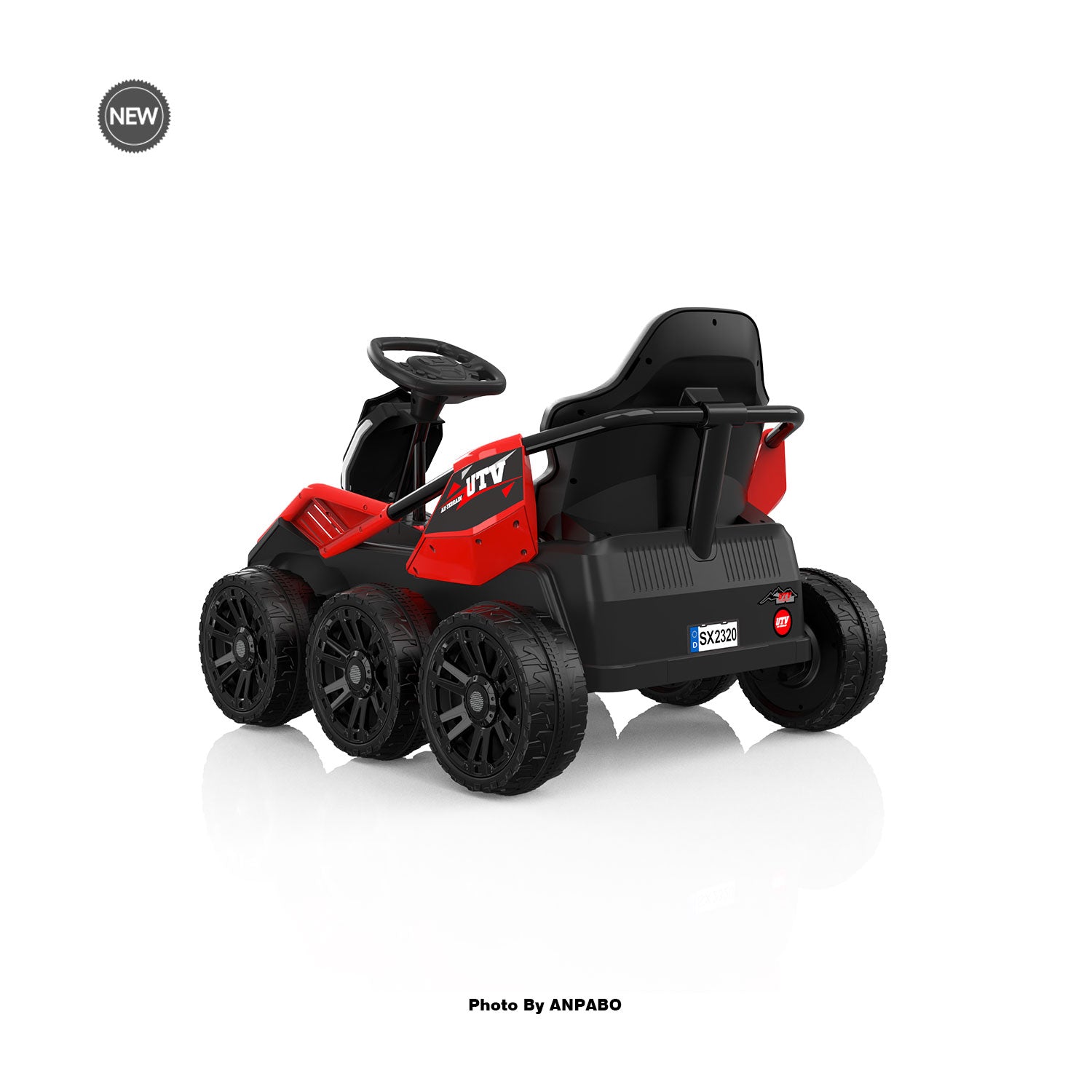 24V Kids Ride-On: 4WD, 17" Seat, Remote, Bluetooth Music, 5MPH-red