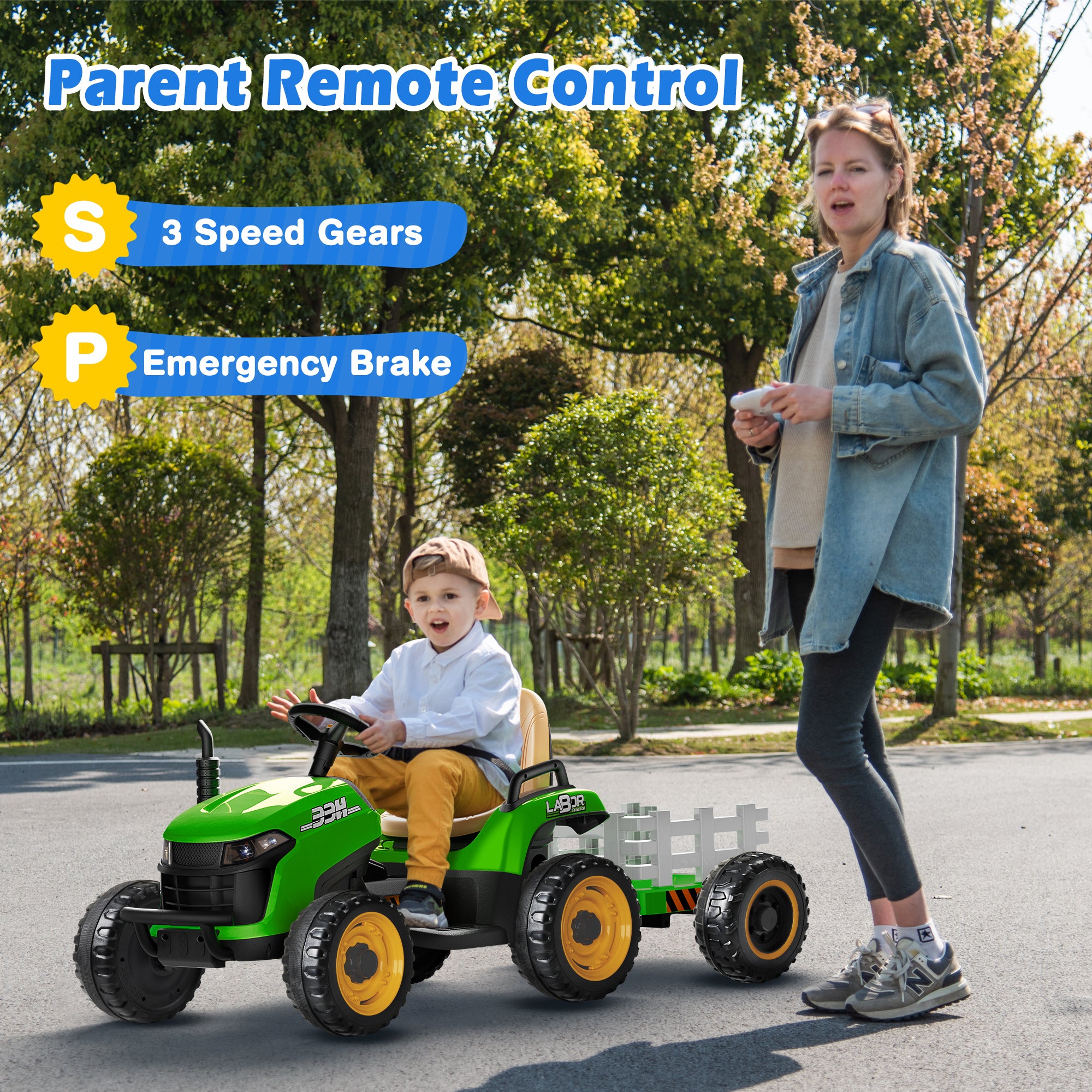 24V Ride-On Tractor with Trailer