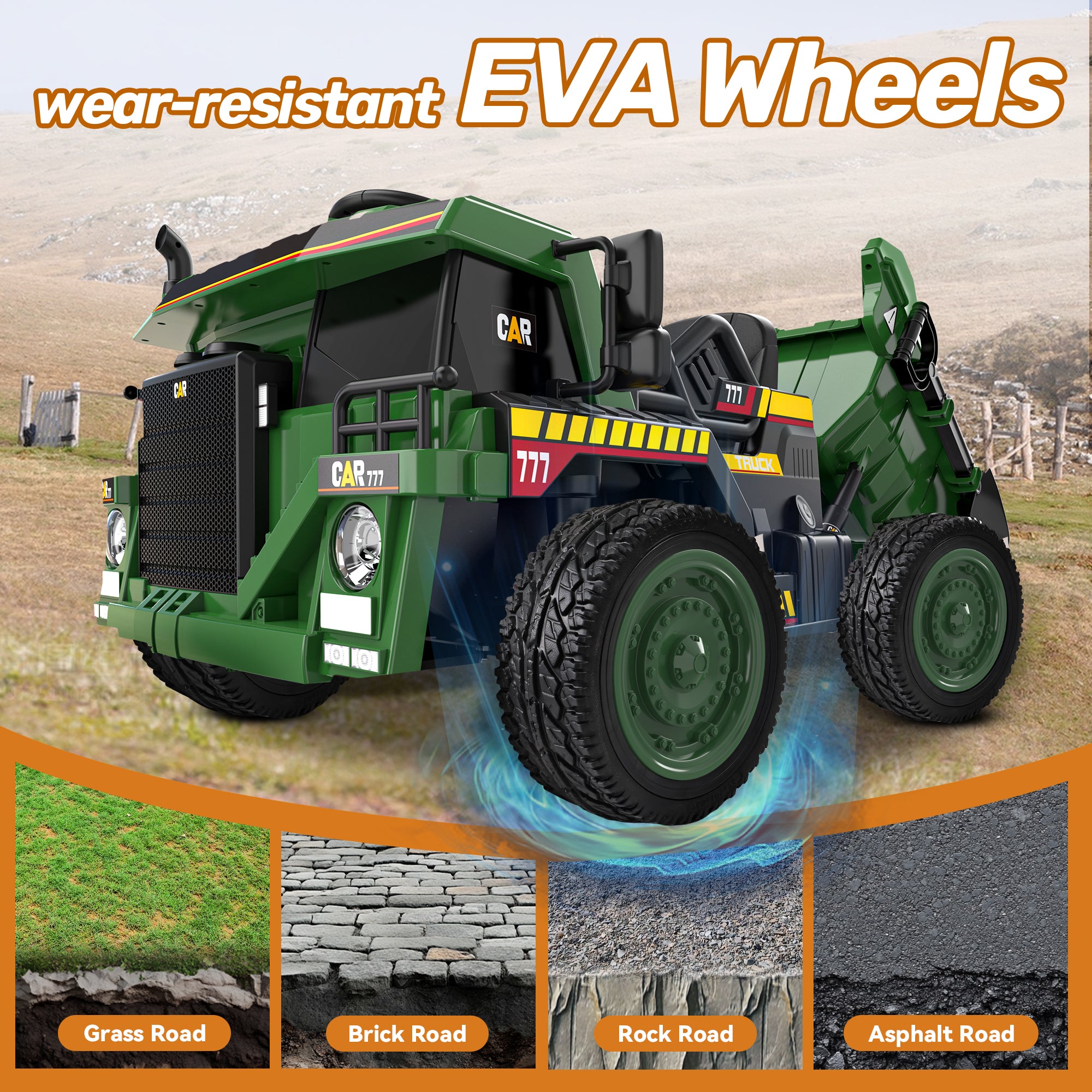 Licensed Caterpillar 24V Ride-on Dump Truck with Remote-green