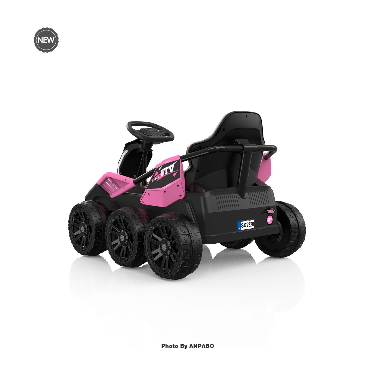 24V Kids Ride-On: 4WD, 17" Seat, Remote, Bluetooth Music, 5MPH-pink