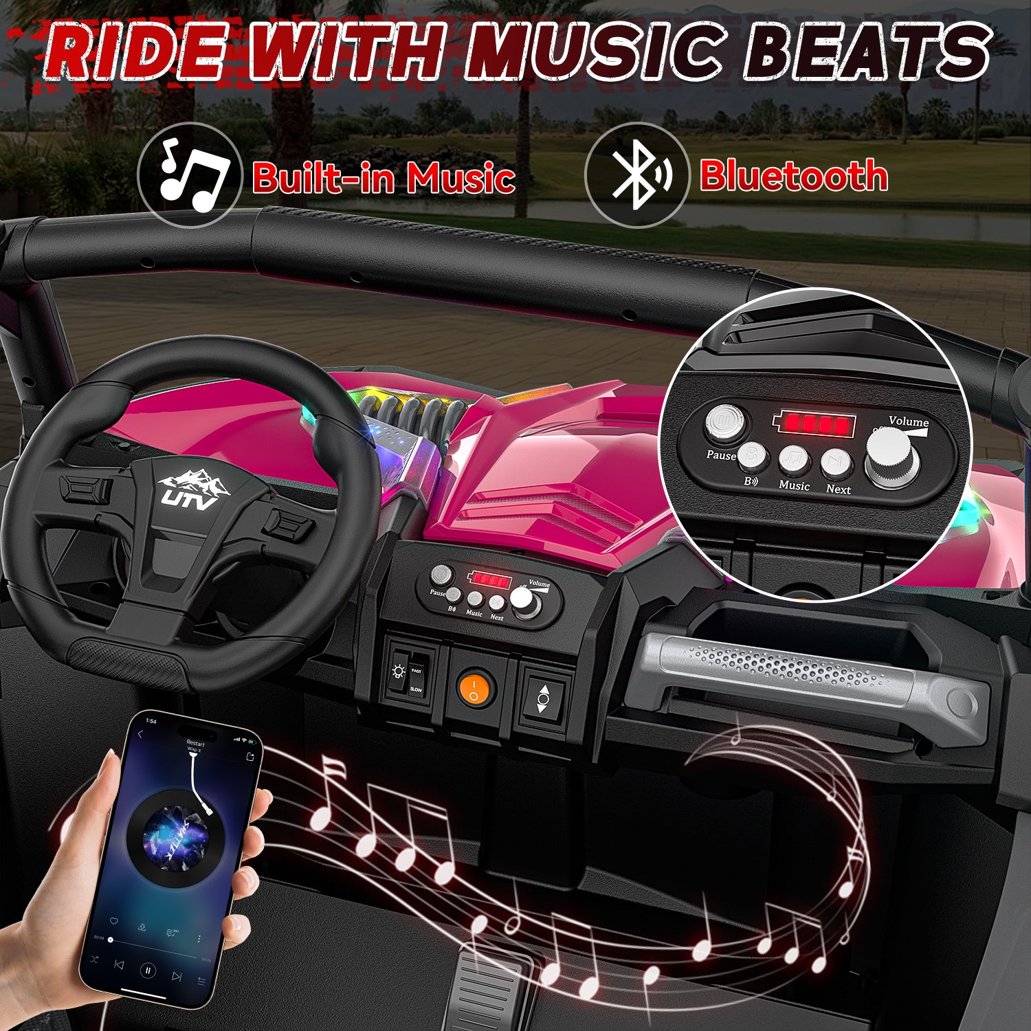 24V 4WD Kids Ride-On UTV: Powerful All-Terrain Adventure-rose red