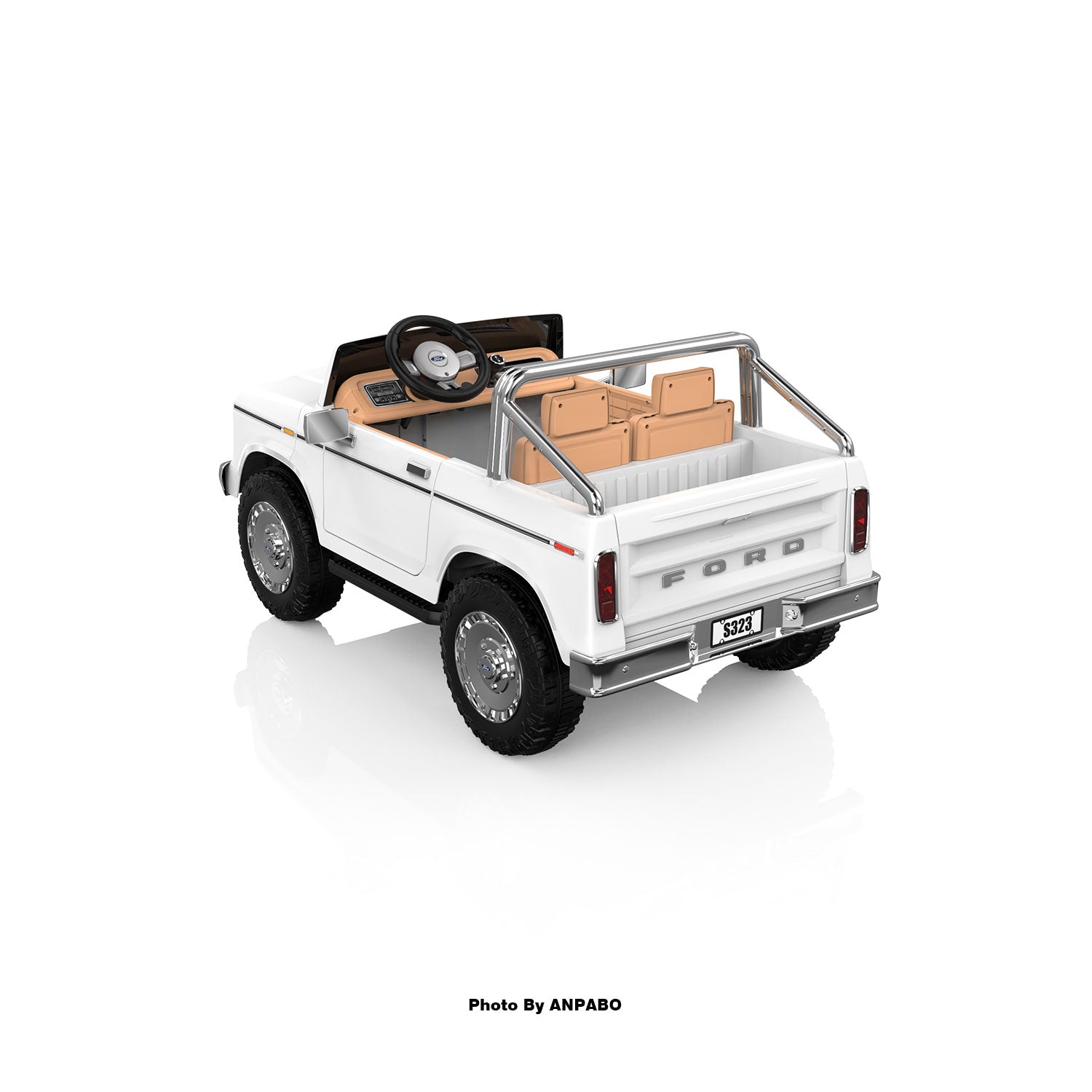 24V Classic Ford Bronco: White Retro Legend, Ready for Dual Adventures-white