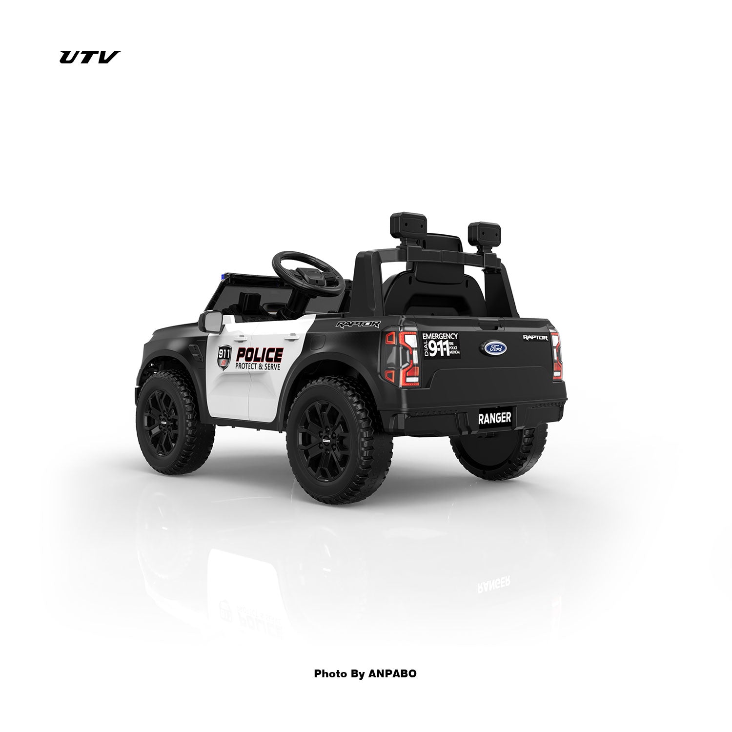 Official Licensed Ford Raptor Police Interceptor Ride-On Truck|12V with Siren, Lights & Parental Remote