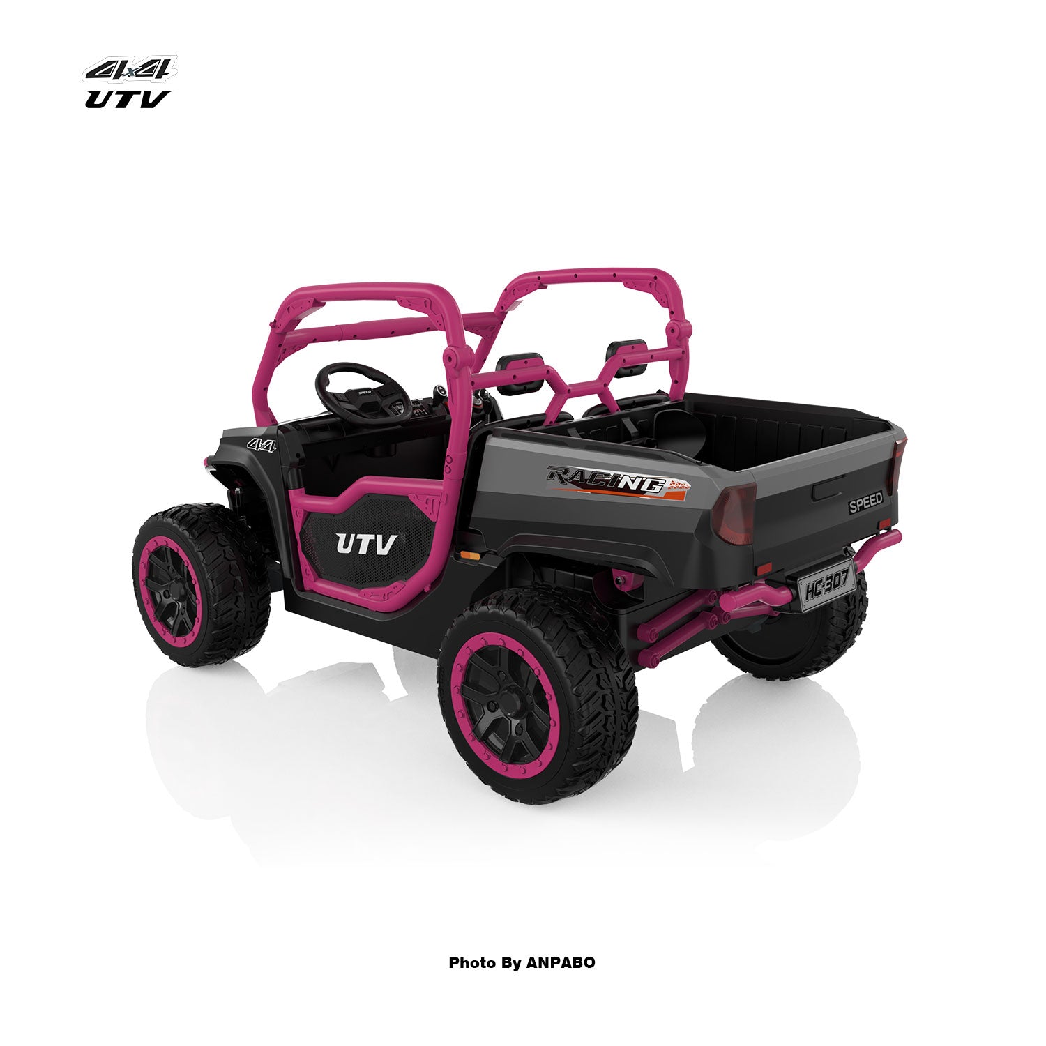 24V All-in-One Utility Ride-On: 4WD Dump Truck & Off-Road UTV with Remote (2-Seater)-Rose Red