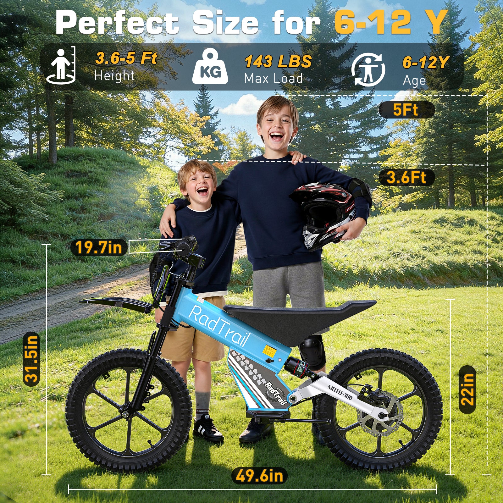 ANPABO  36V 16" Kids Electric Balance Bike-blue