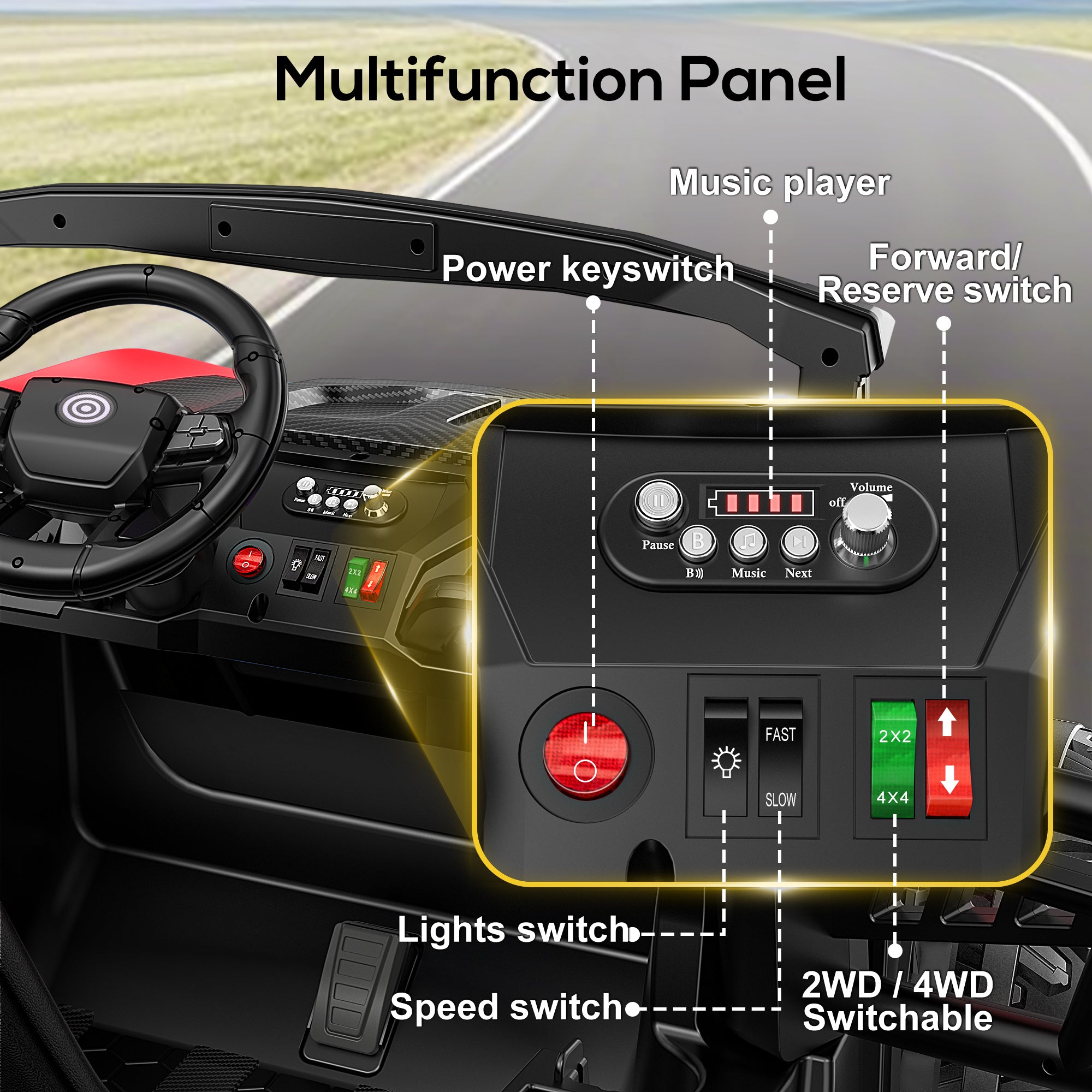 4x200W 24V 2-Seater Ride-on Truck 4WD with EVA Tires-red