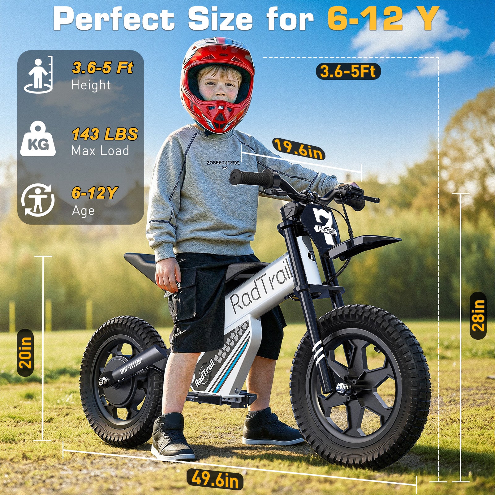 ANPABO  36V 14" Kids Electric Balance Bike-white