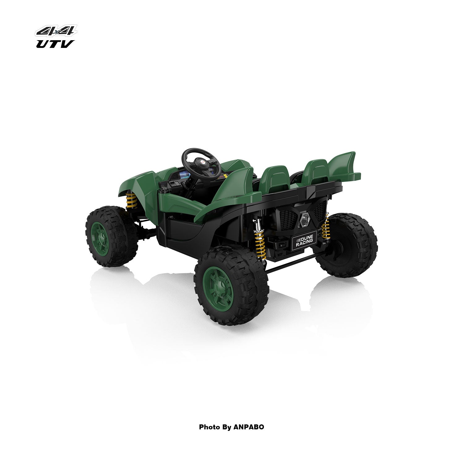 24V 4x4 Bionic Shark Dune Racer: 2-Seater Off-Road UTV with Bluetooth & Parental Remote-green
