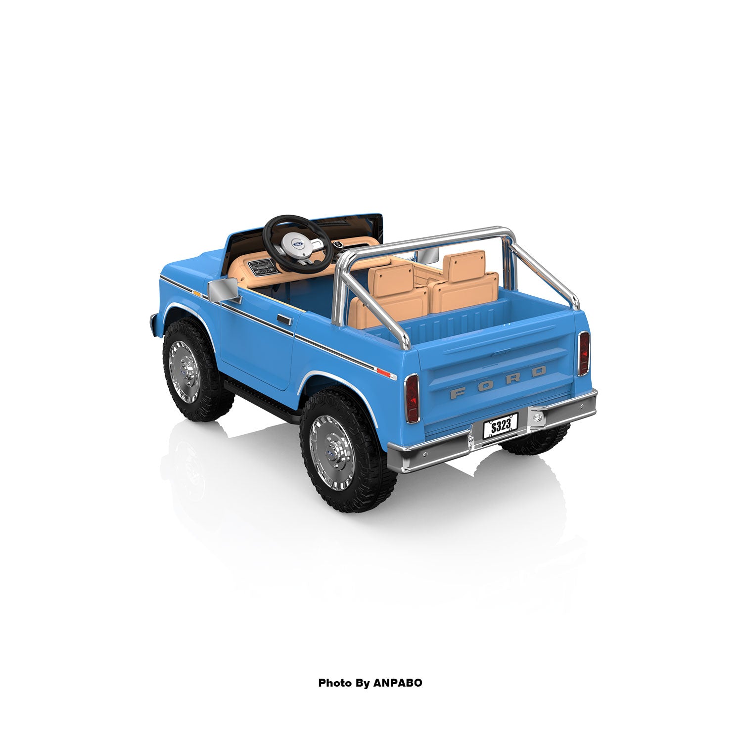 24V Classic Ford Bronco: Light Blue Retro Legend, Ready for Dual Adventures-light blue