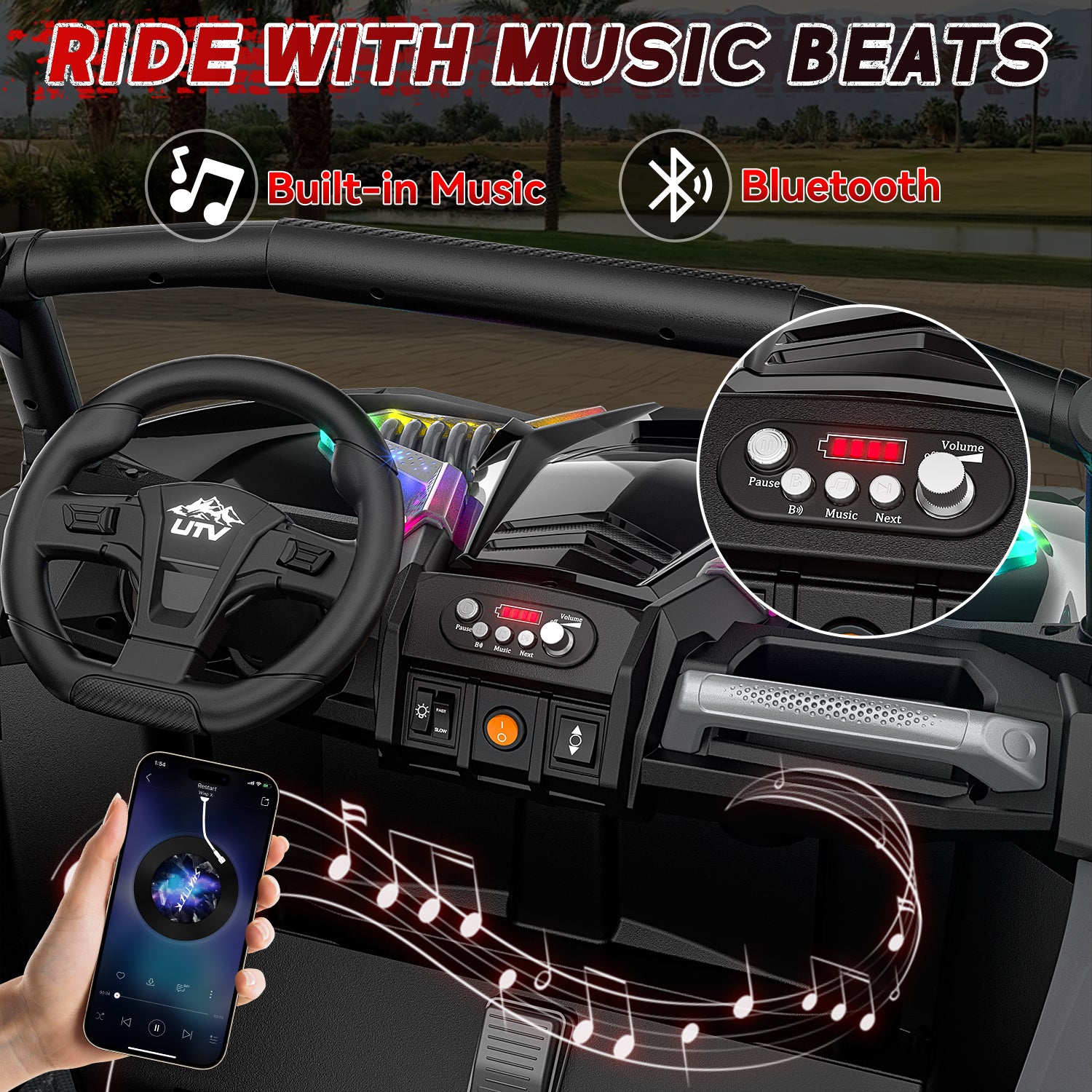 24V 4WD Kids Ride-On UTV: Powerful All-Terrain Adventure-black