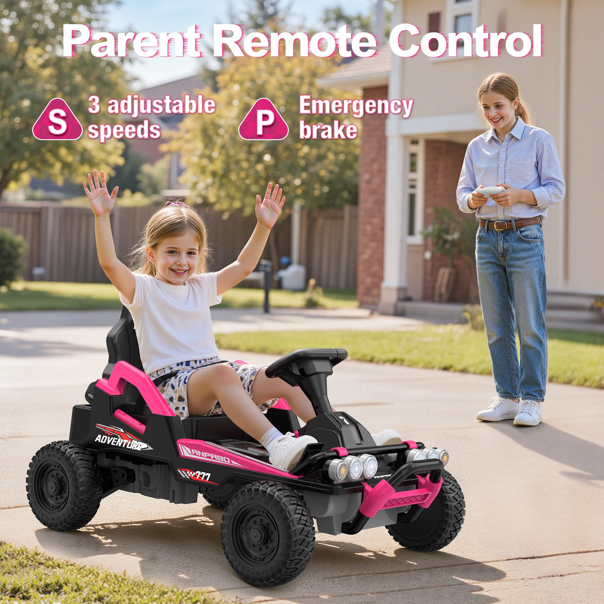 24V Off-Road Car with Throttle & Clutch Pedal for All-Terrain Fun-rose red