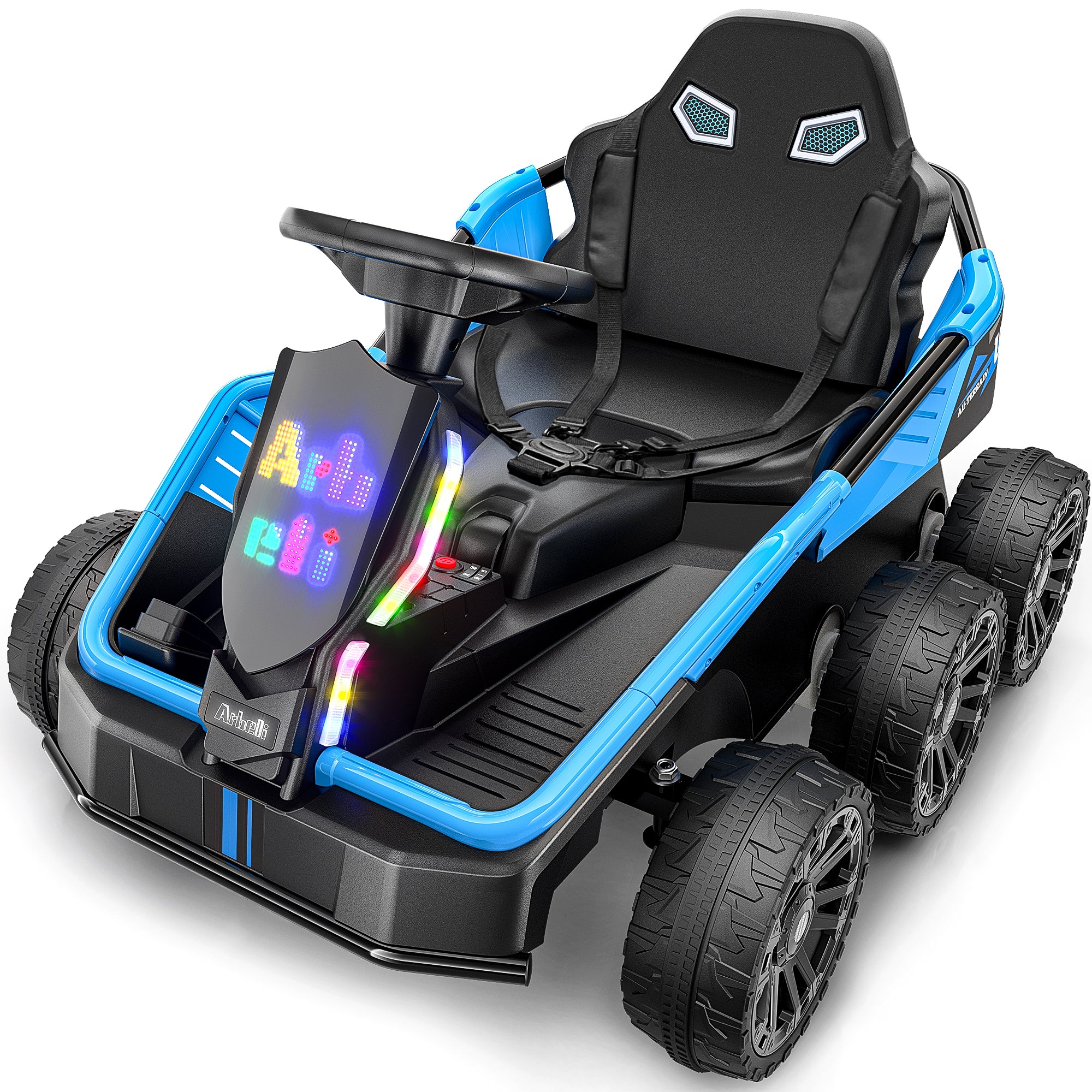 24V Kids Ride-On: 4WD, 17" Seat, Remote, Bluetooth Music, 5MPH-blue