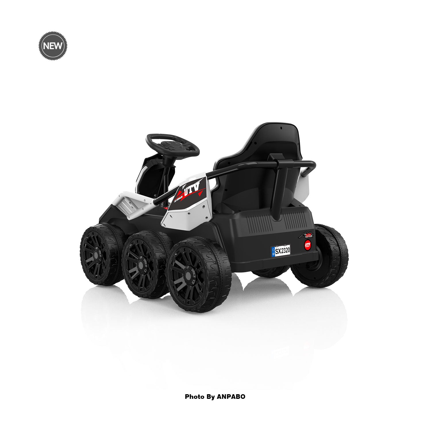 24V Kids Ride-On: 4WD, 17" Seat, Remote, Bluetooth Music, 5MPH-white